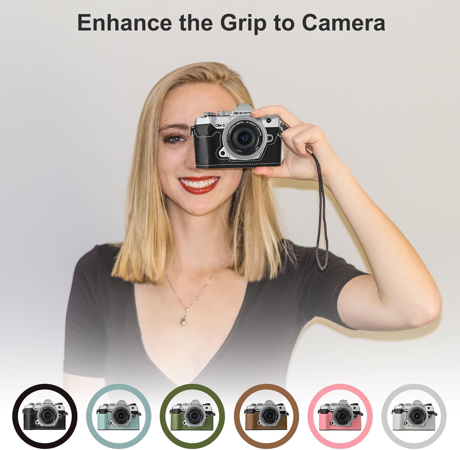 Thumbnail 5 de Rieibi PU Leather Half Case for Olympus OM-5 and E-M5 Mark III