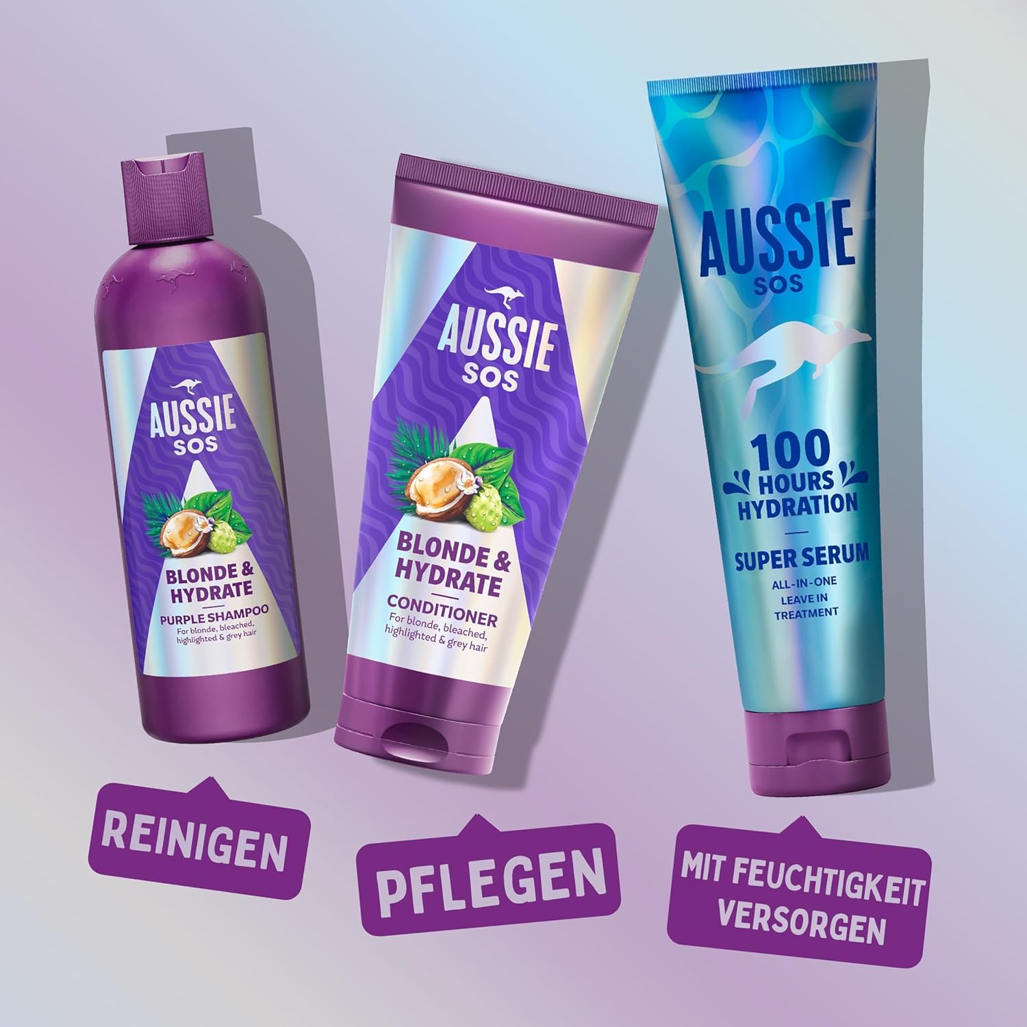 Thumbnail 6 de Aussie SOS Blonde & Hydrate Lila Shampoo 500 ml für blondes, graues und gesträhntes Haar