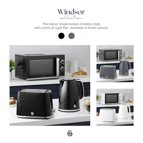 Thumbnail 4 de Swan Windsor SM4424BLK Manual Microwave, 20L, 800W, Black