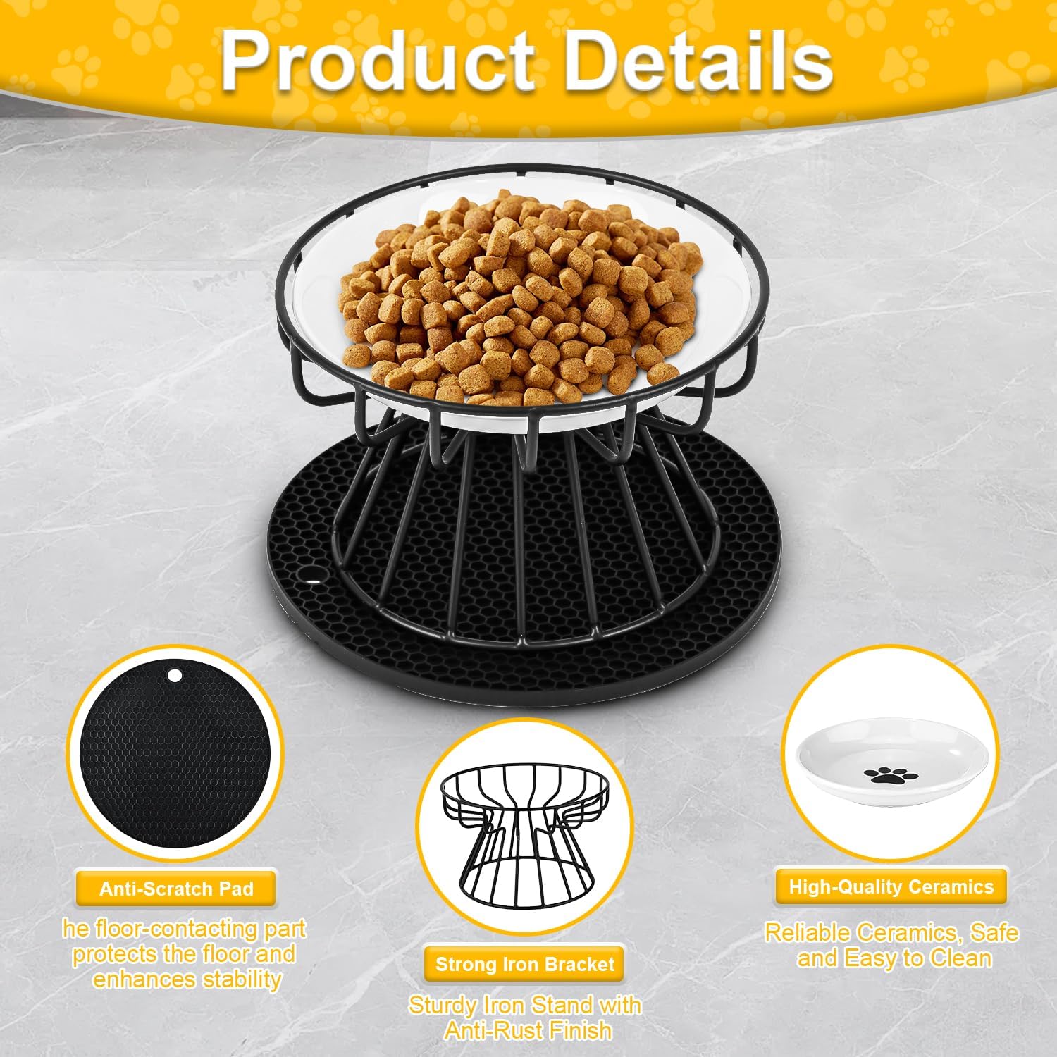 Thumbnail 2 de Katzennapf Erhöht – 2er-Set Keramik mit Silikonmatte & Metallständer, 15 cm Napf-Durchmesser