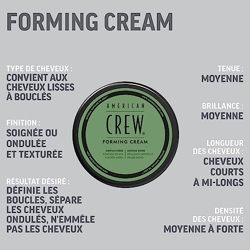 Detalle de American Crew Forming Cream – Cire coiffante homme, fixation moyenne et brillance naturelle (85 g)