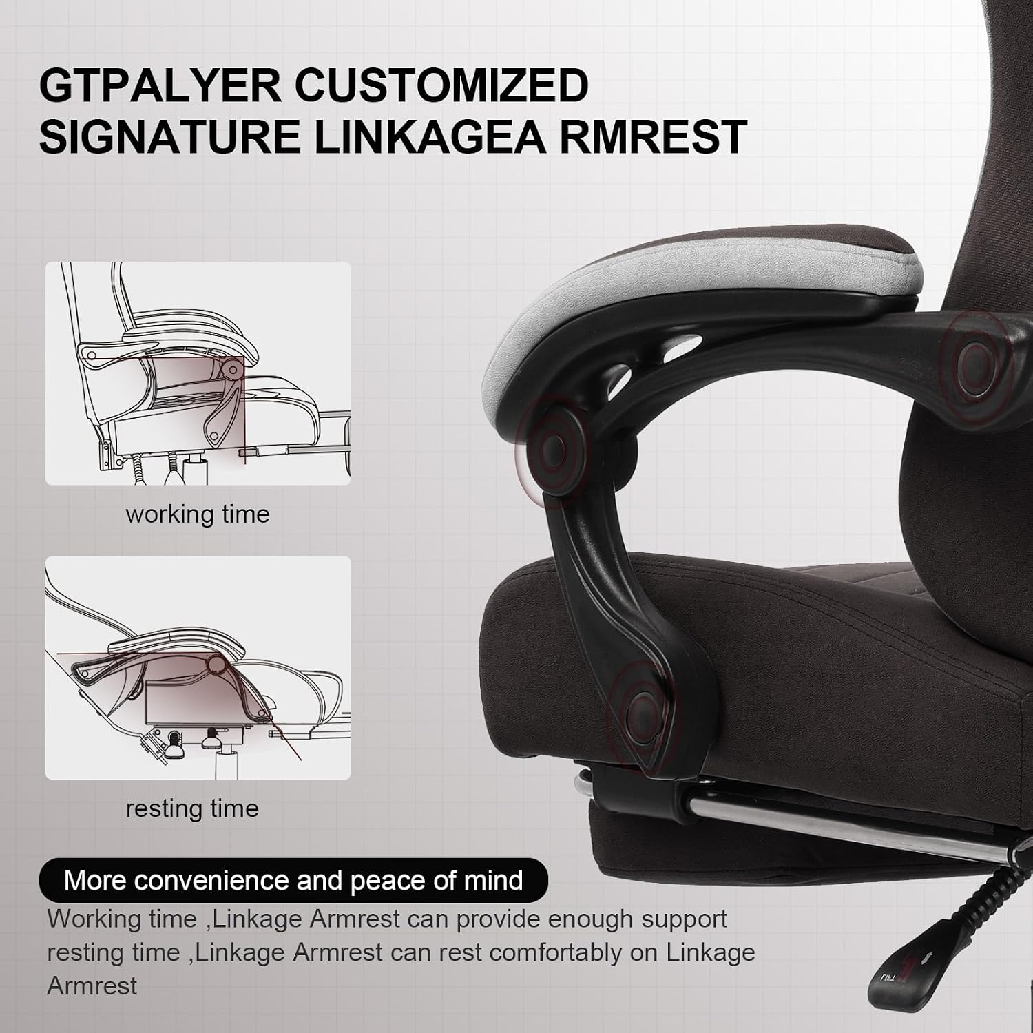 Thumbnail 4 de GTPLAYER LR002-XIN Fabric Gaming Chair with Spring Cushion and Footrest