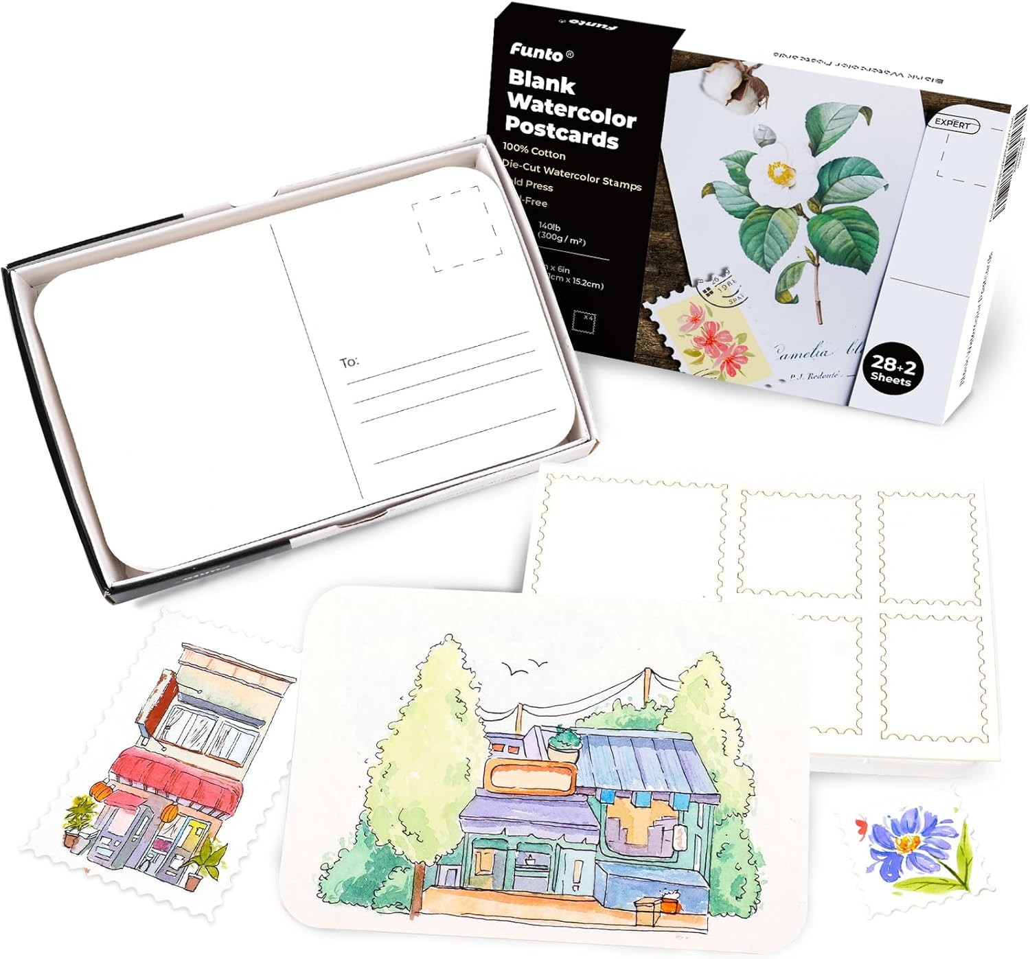 Thumbnail 4 de Funto Blank Watercolor Cards and Envelopes (50 Cards, 5x7 in) — Acid-Free 140 lb Paper