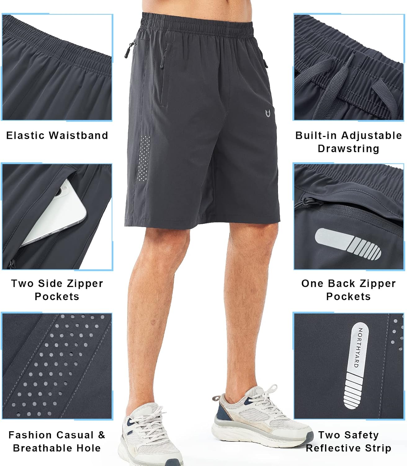 Detalle de NORTHYARD Men's Lightweight Quick-Dry Running Shorts