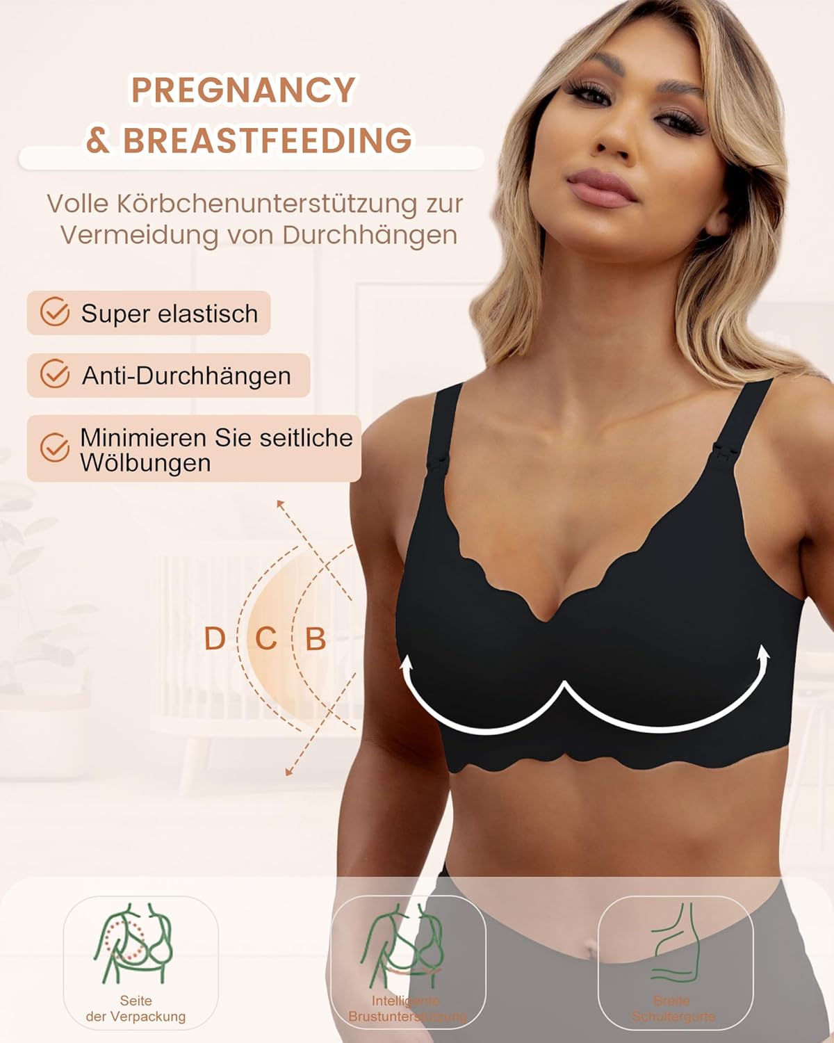 Thumbnail 2 de As Fairy Still-BH zum Stillen – kabellose nahtlose Schwangerschafts- und Schlaf-Bralette mit 360°-Stütze