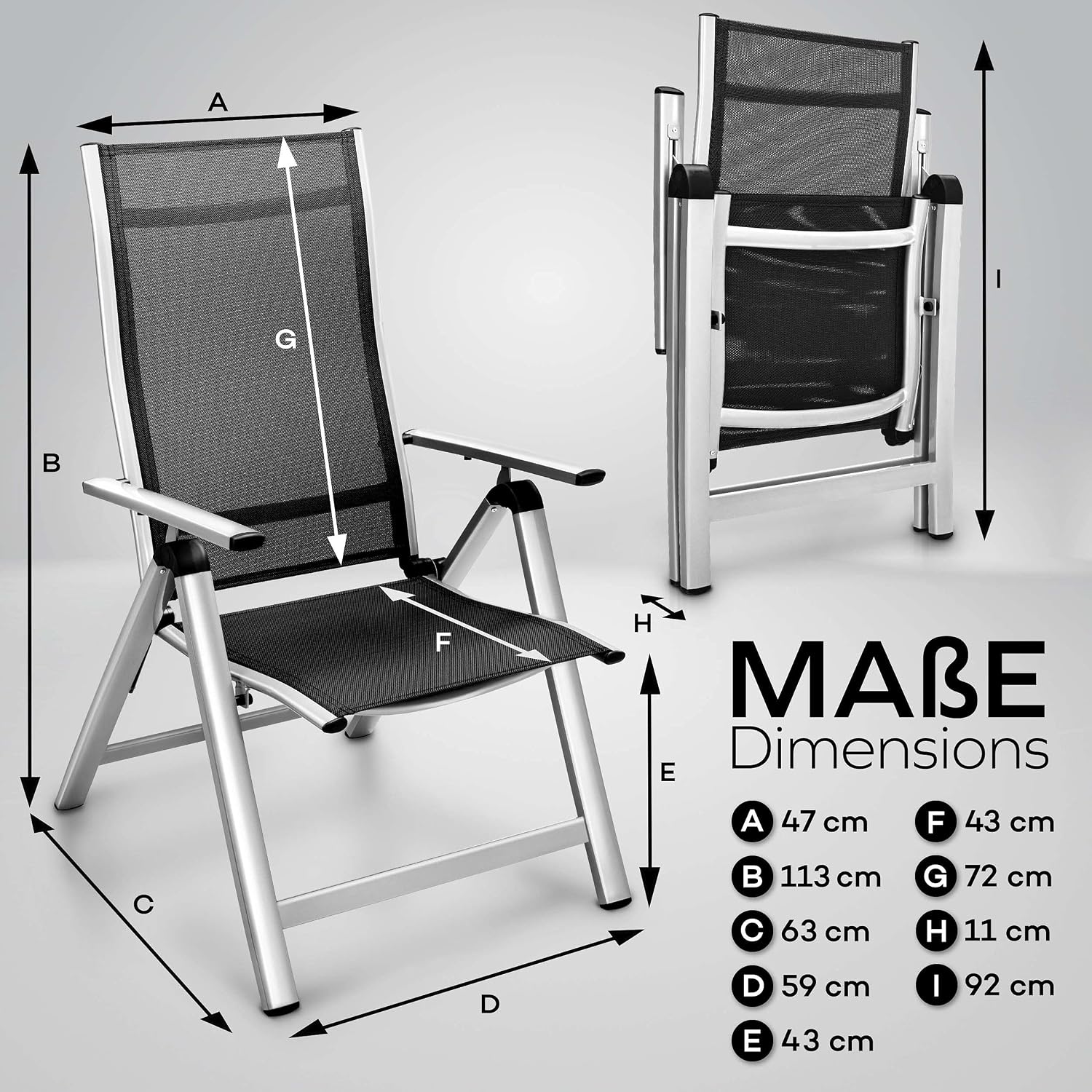 Detalle de tillvex TVGTS tuinstoelen, set van 4, inklapbaar met 8 standen