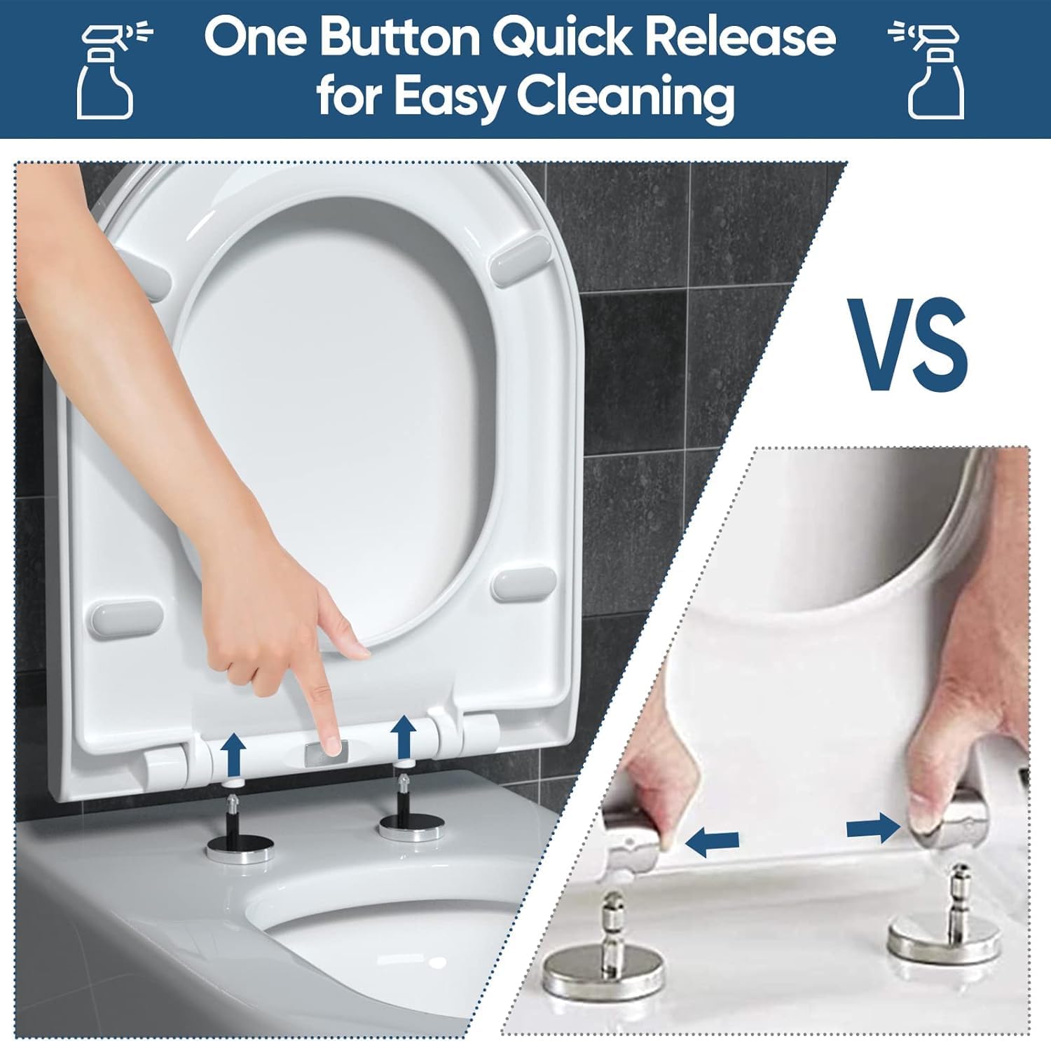 Detalle de MUJIUSHI soft close toilet seat with quick release
