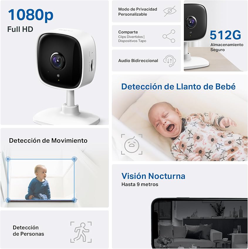 Thumbnail 1 de Tapo Cámara Wi-Fi Interior 1080P para Bebés y Mascotas 📹