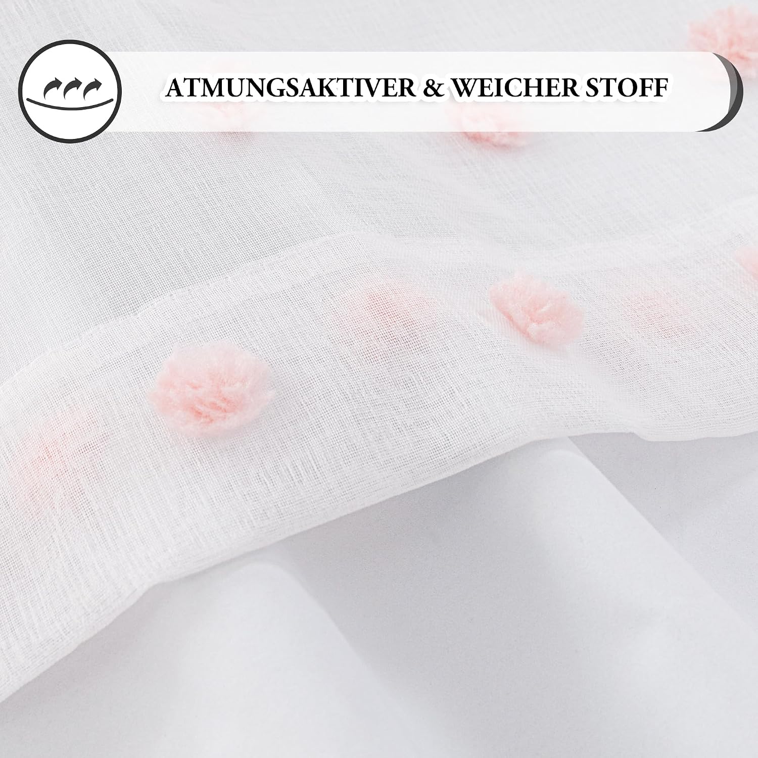 Thumbnail 3 de MYSKY HOME Gardinen Rosa Blickdichte Vorhang-Set 2er, 225 x 140 cm – Verdunkelung mit Pom Pom
