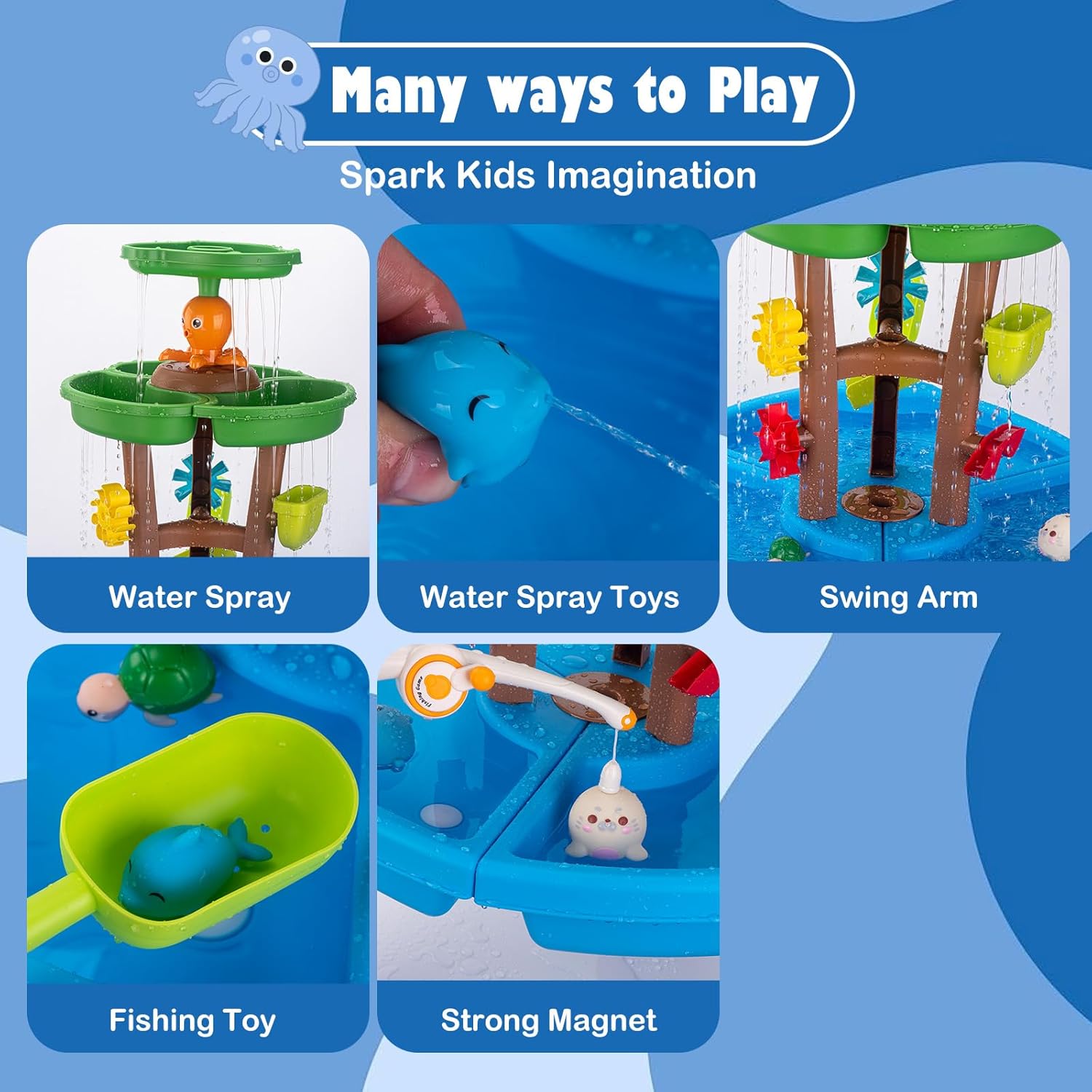 Detalle 2 de VROGTIK Toddler Water Table with Sand & Water Play Set (Fishing Toys)