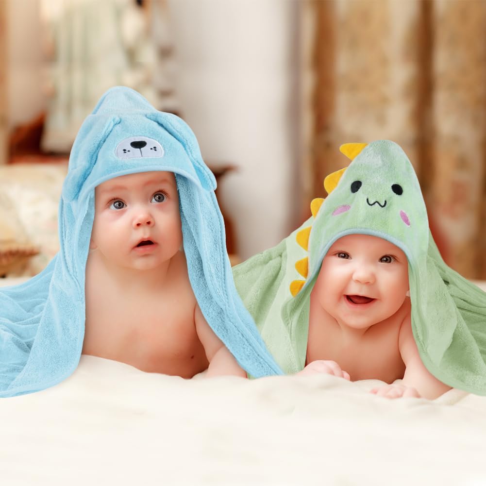 Thumbnail 5 de Aolso accappatoio neonato 80x80 cm con cappuccio in pile di corallo – dinosauro