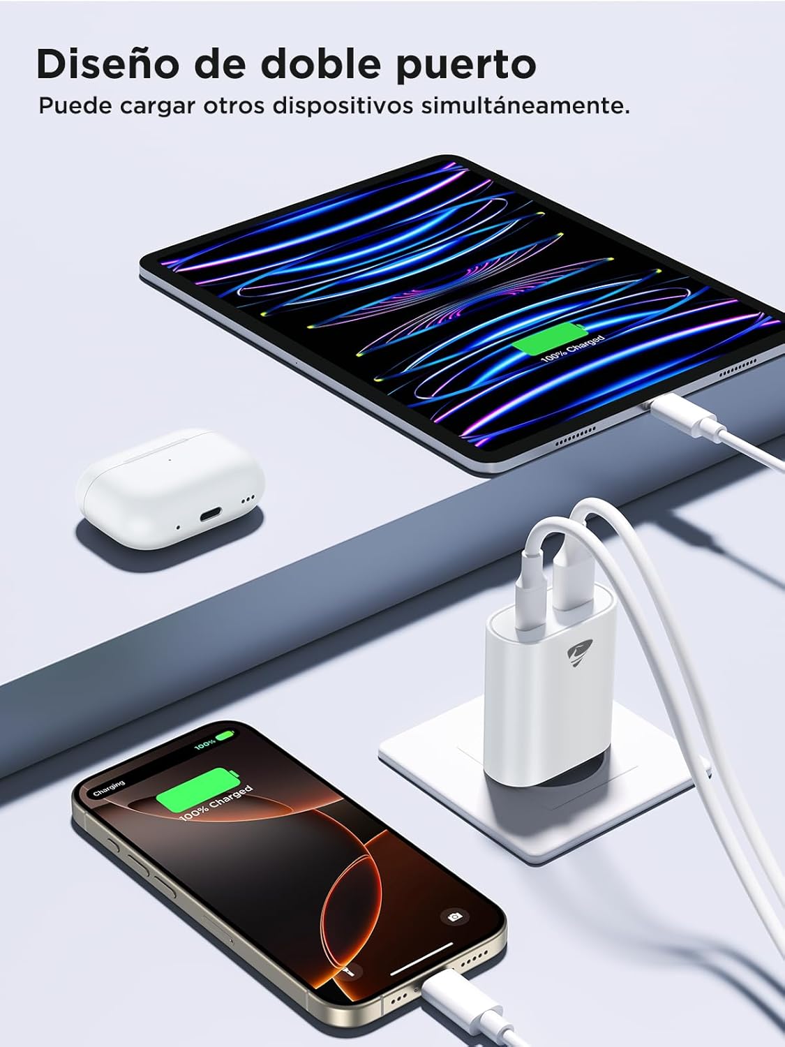 Thumbnail 6 de Aioneus Cargador USB 20W con USB‑C y USB‑A (PD + QC) para iPhone, iPad y móviles Samsung