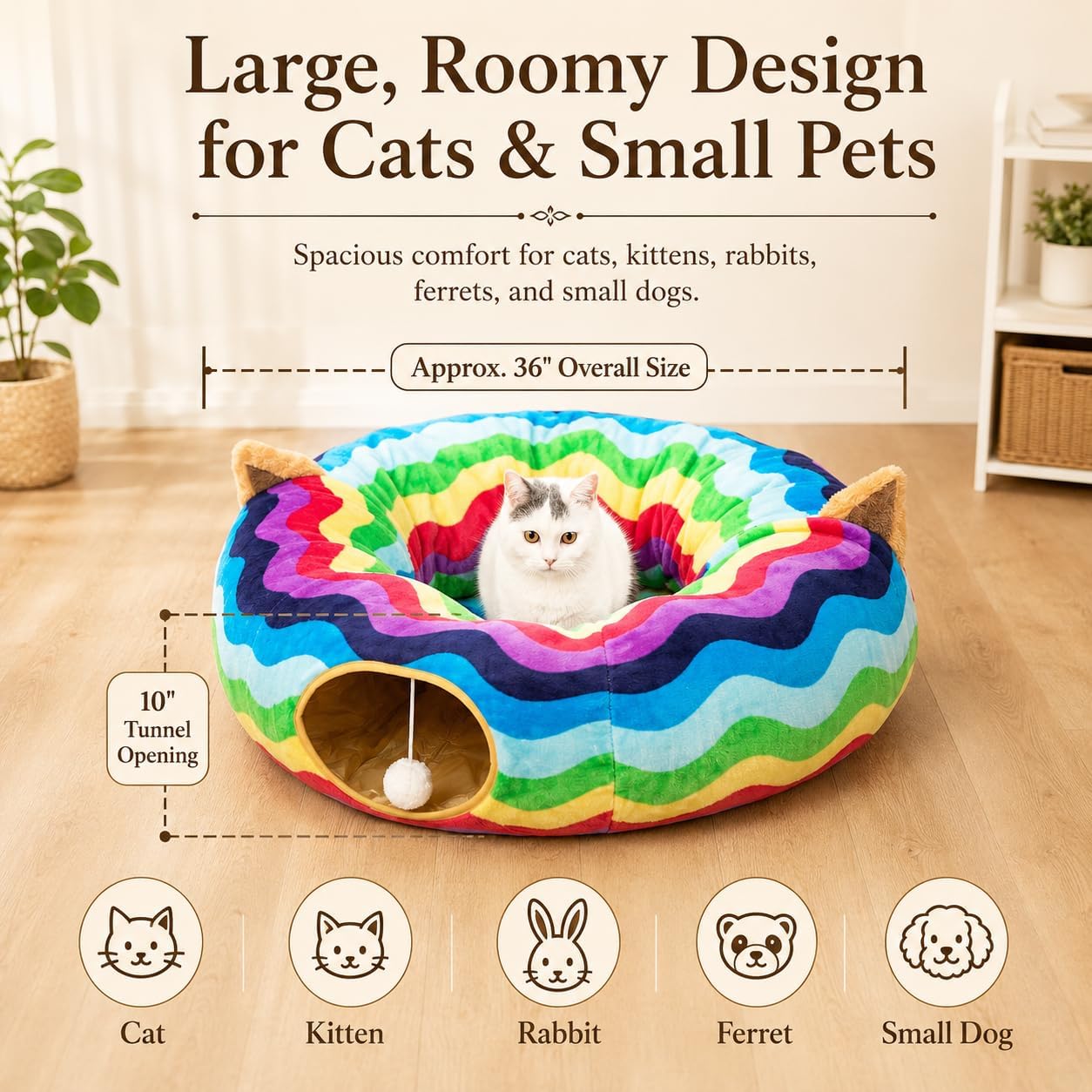 Detalle 1 de LUCKITTY Cat Tunnel Bed, 10-inch diameter