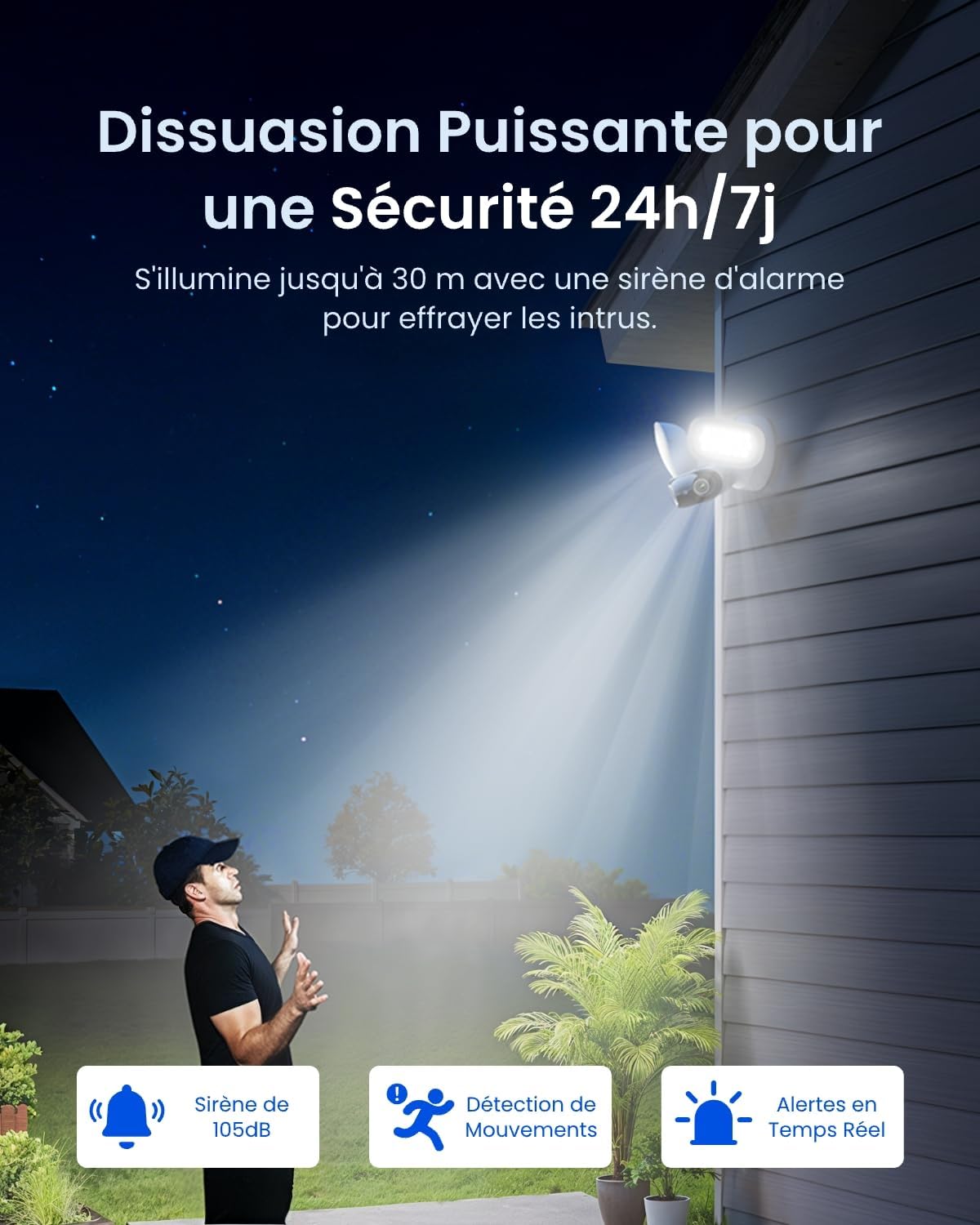 Thumbnail 3 de Reolink Elite Floodlight WiFi : projecteur caméra Wi‑Fi 6 double bande, panorama 180° et détection IA