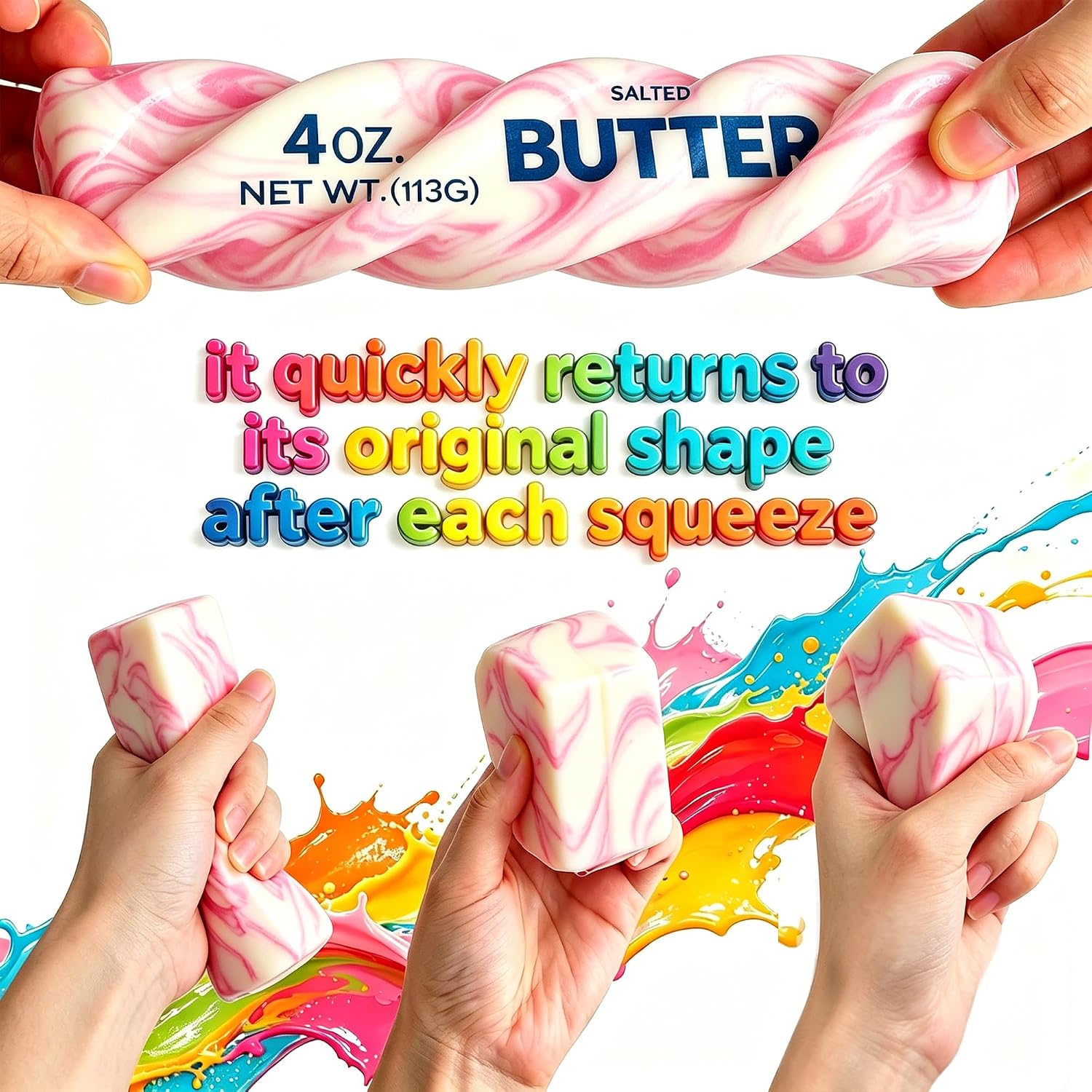 Detalle de Butter Squishy: Realistic Butter Stick Squeeze Toys (2-Pack) for Stress Relief and Focus