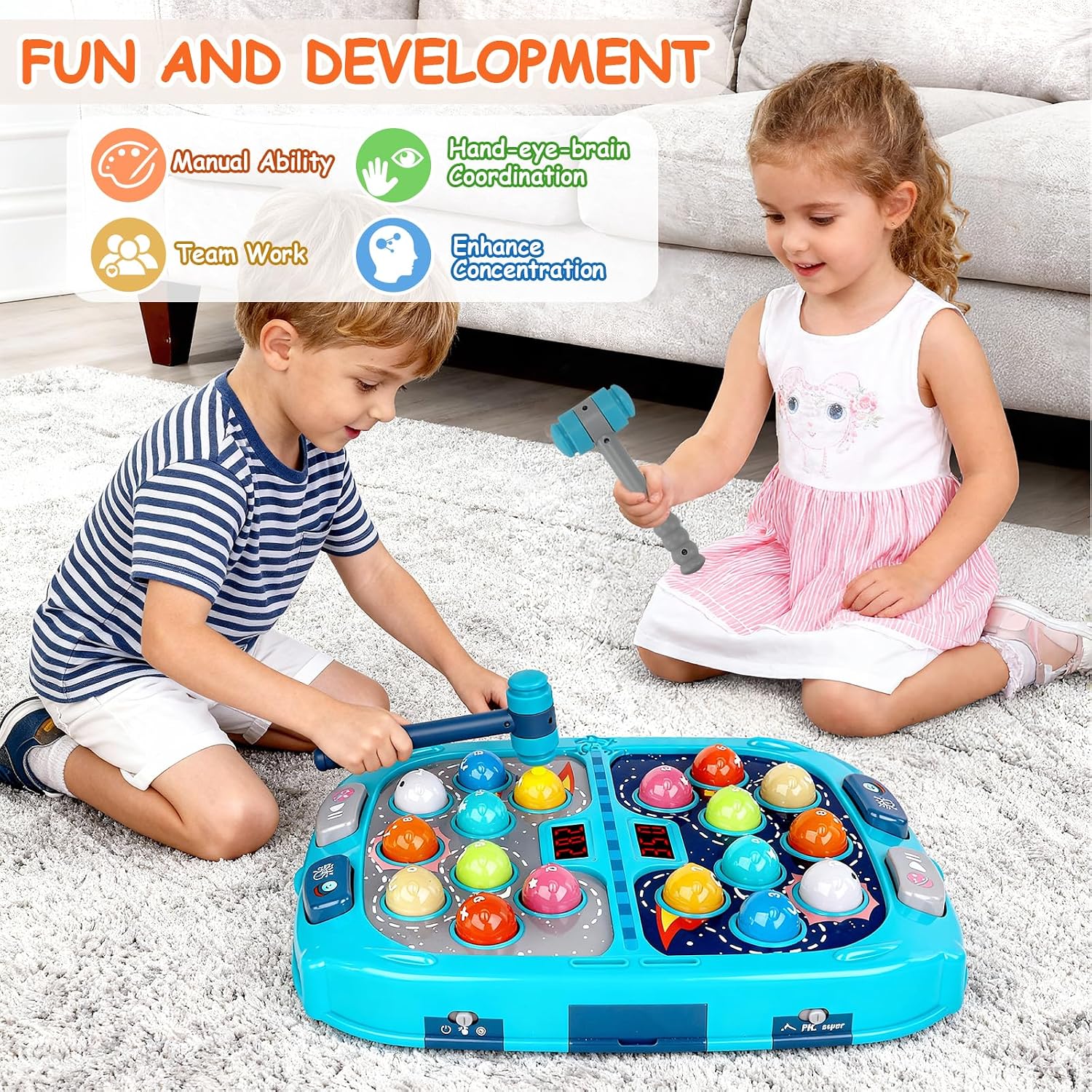 Thumbnail 2 de Whack Game Mole for Toddlers (Pounding Toy) with Sound, Light & PK Mode, Age 3–12