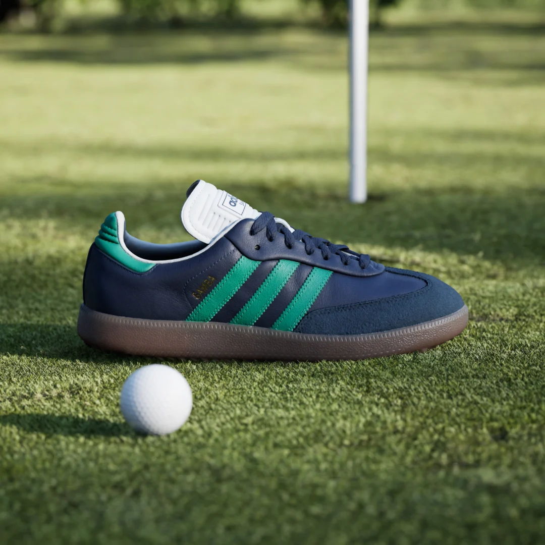 Detalle 2 de Adidas Samba Spikeless: Zapatilla de golf azul, comodidad sin clavos para el campo