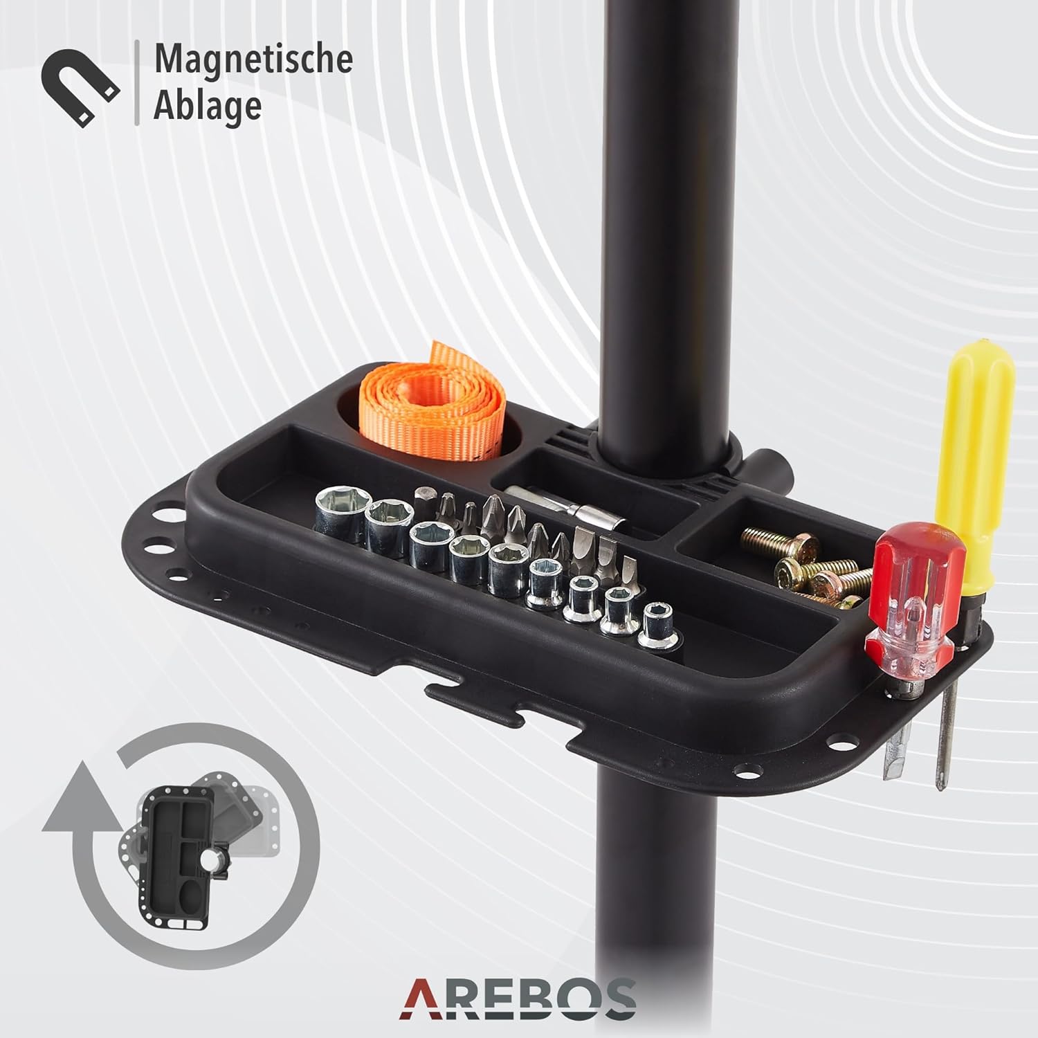 Detalle 2 de Arebos Fahrrad-Montageständer mit Tasche – 360° drehbar, belastbar bis 30 kg