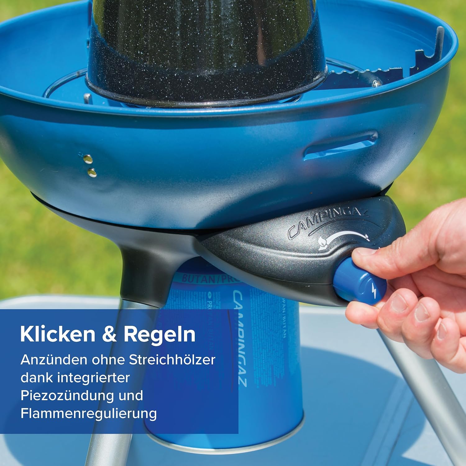 Detalle 2 de Campingaz Party Grill 200 CV – 3-in-1 Campinggrill & Gaskocher, kompakt & mobil, 2.000 W