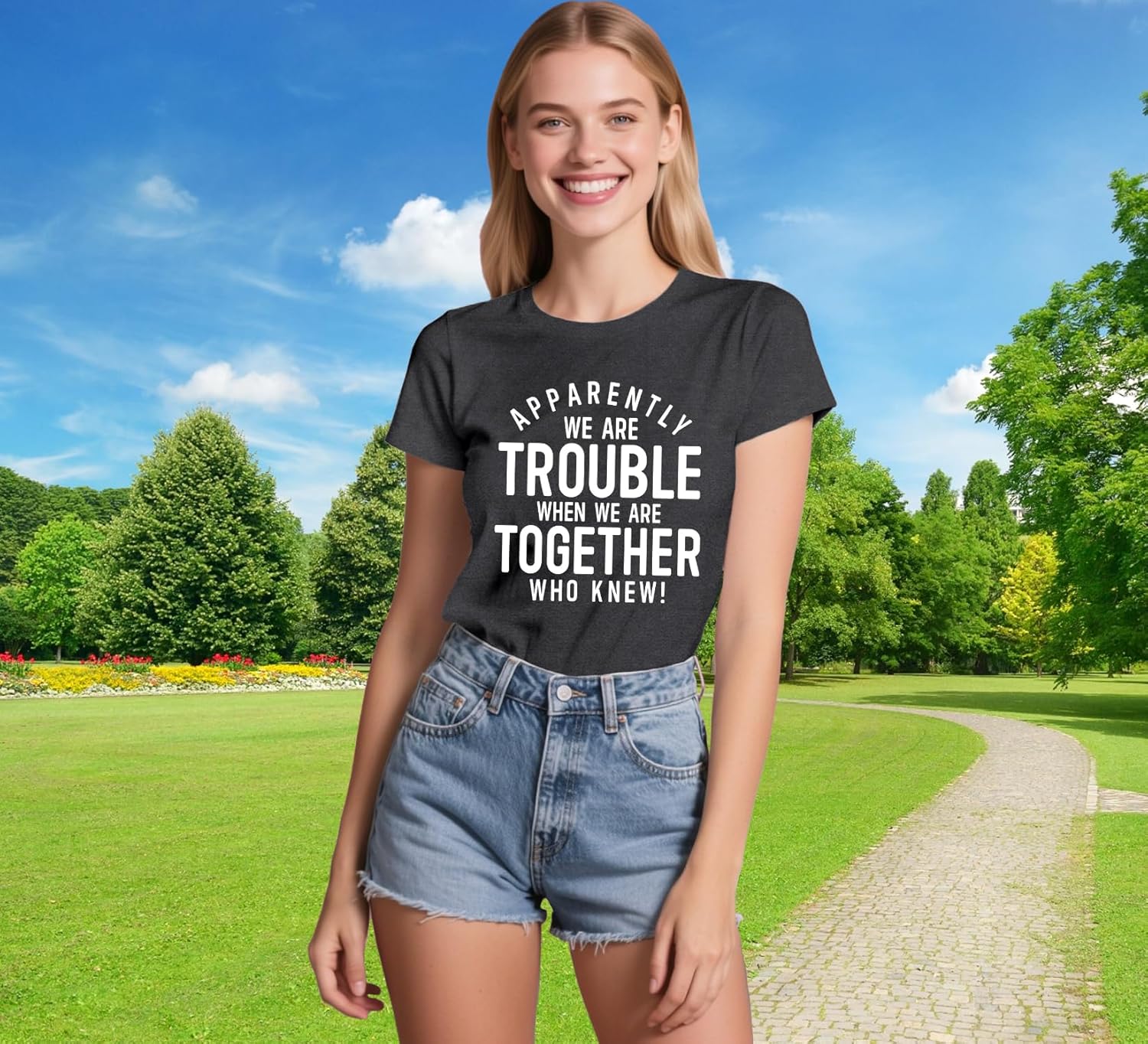 Detalle de Qskall Best Friend T‑Shirt for Women – Bestie Tee