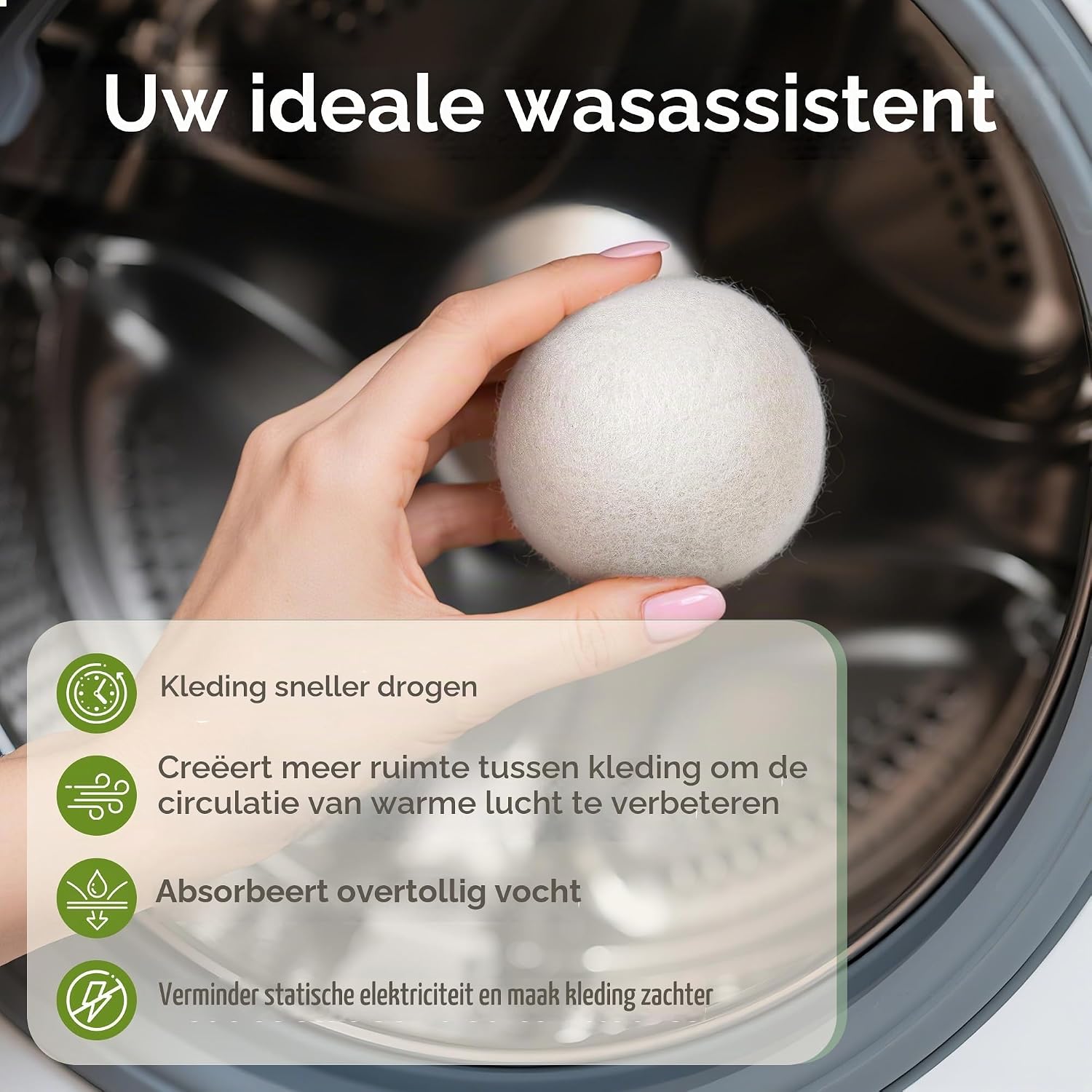 Detalle de Foneso 001 wollen drogerballen, 6 XXL-ballen van Nieuw-Zeelandse schapenwol
