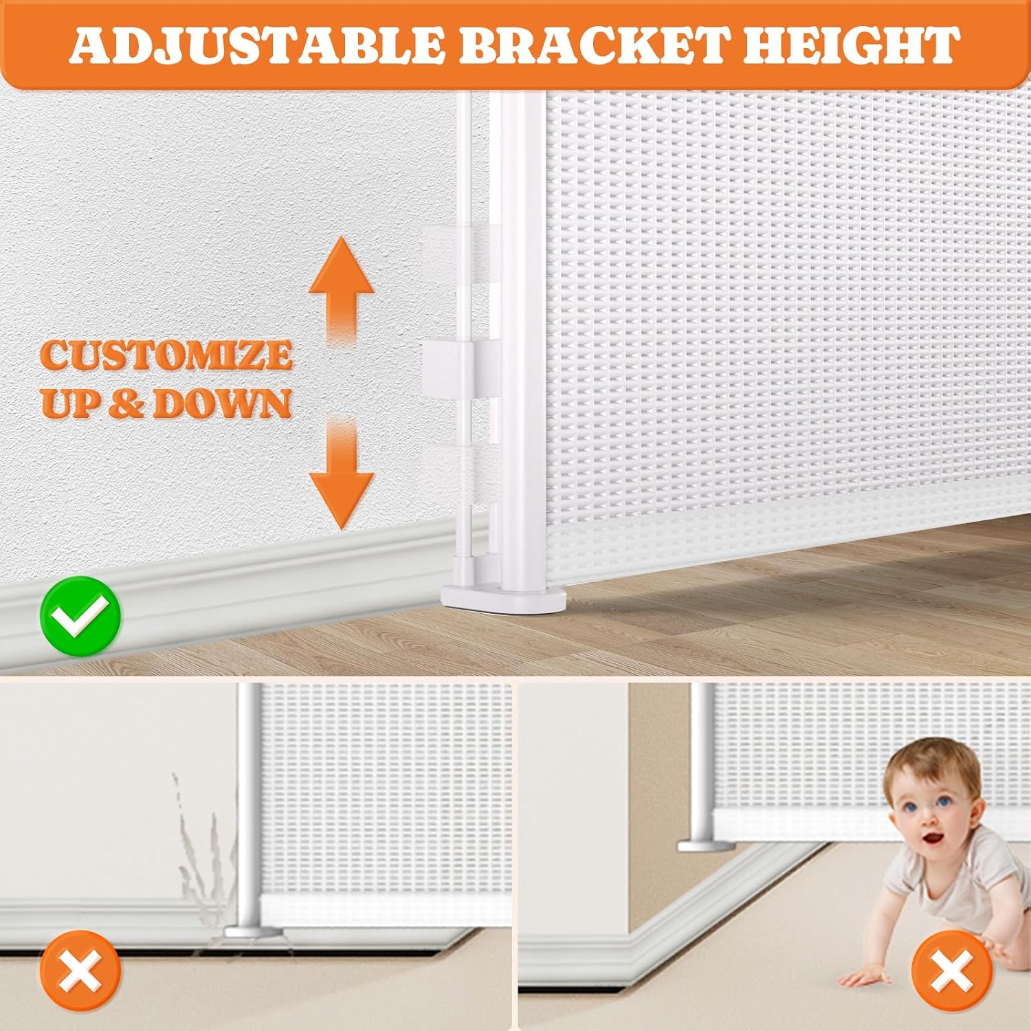 Detalle de Pawtners SH20.006B02 Retractable Baby Gate, 120-Inch Wide, 41-Inch Tall, White