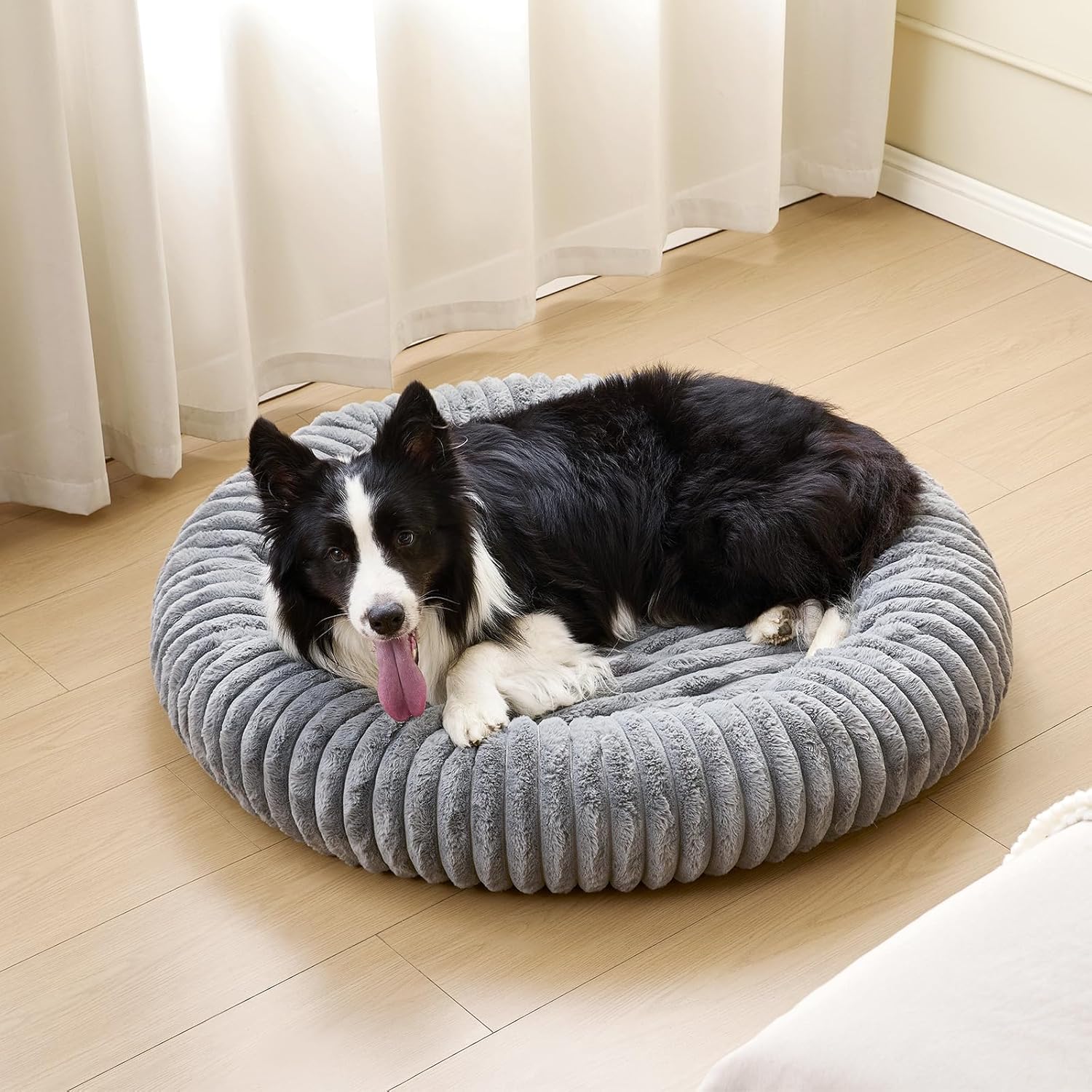 Thumbnail 5 de Oveppy Donut Dog Bed Large (Washable, Removable Cover) in Grey, 36x36x8 inches