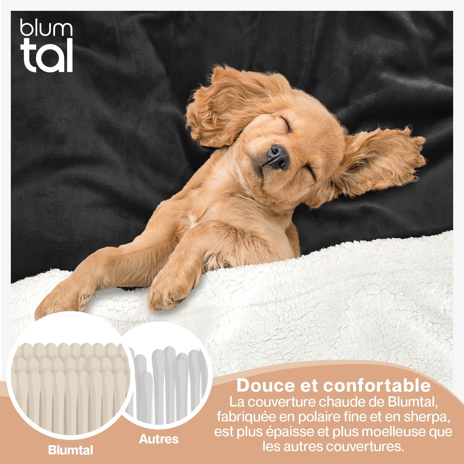 Thumbnail 3 de Blumtal Plaid polaire Sherpa 230 x 270 cm en anthracite certifié Oeko-TEX