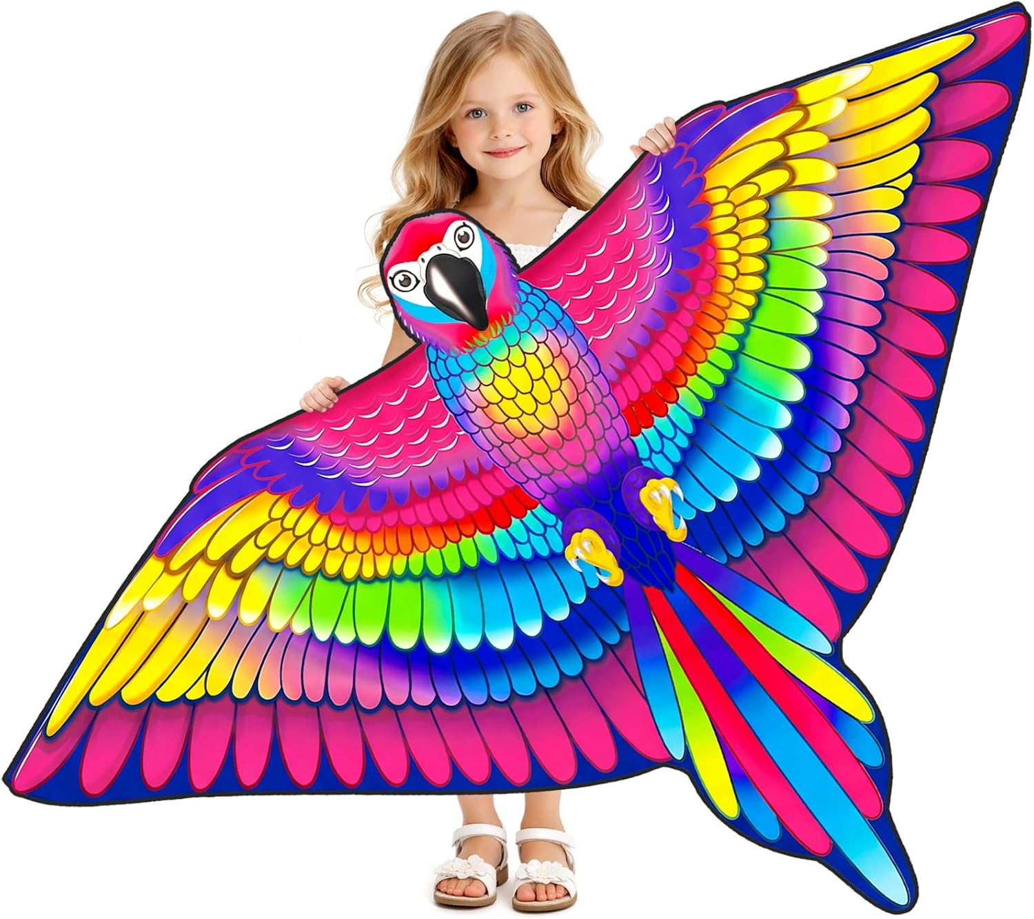 Thumbnail 6 de Large Parrot Kite 53x38 Inch – Colourful Single Line Kite with Long Tail and Winding Handle