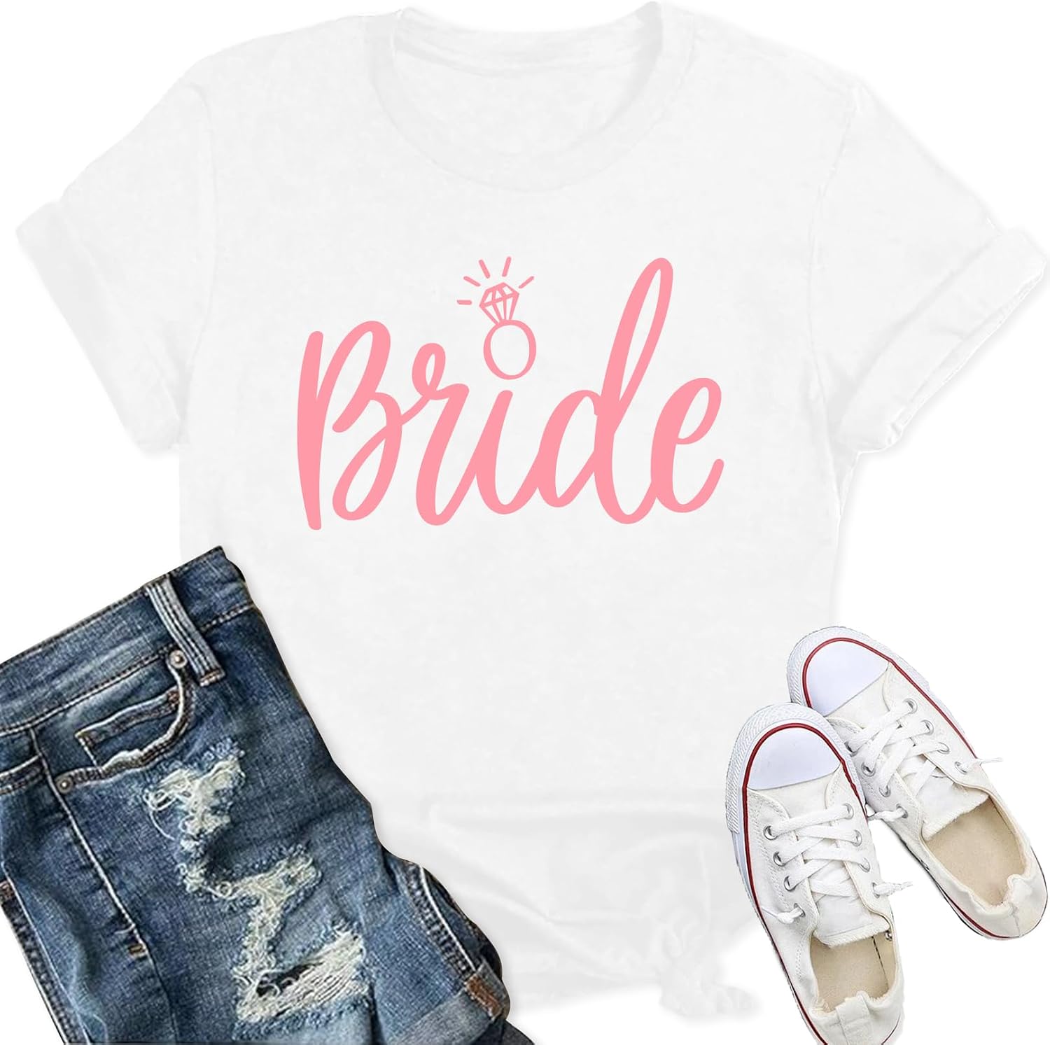 Detalle de Qskall Hen Party T-Shirt “Bride to Be” for Bride Squad — diamond ring design