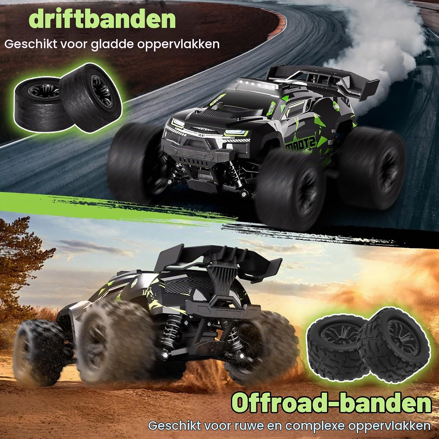 Detalle de PENGBU RC 1815 RC-monstertruck 1:18, 4WD tot 40 km/u met licht