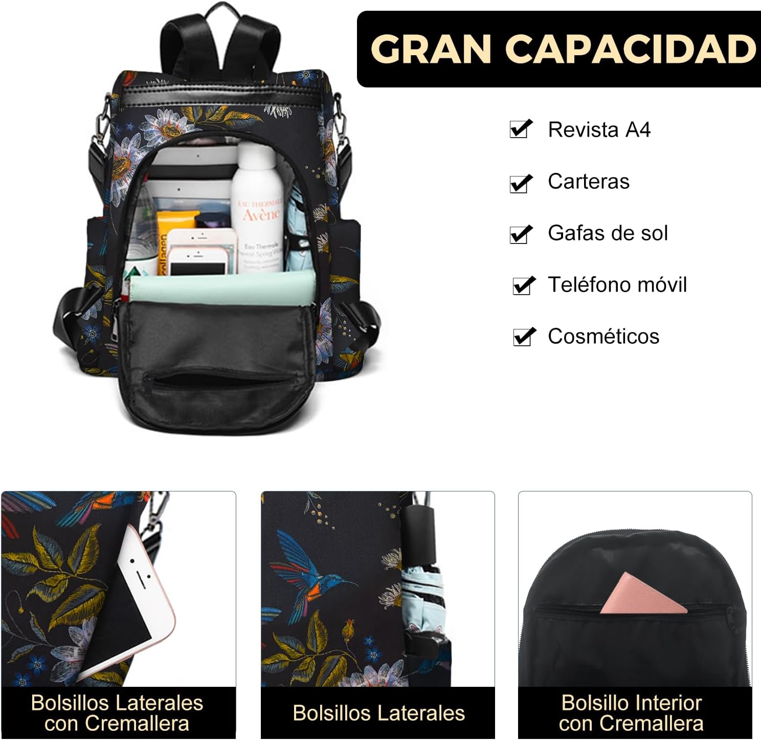 Detalle de Fmeida Mochila Antirrobo Mujer 32x15x33 cm