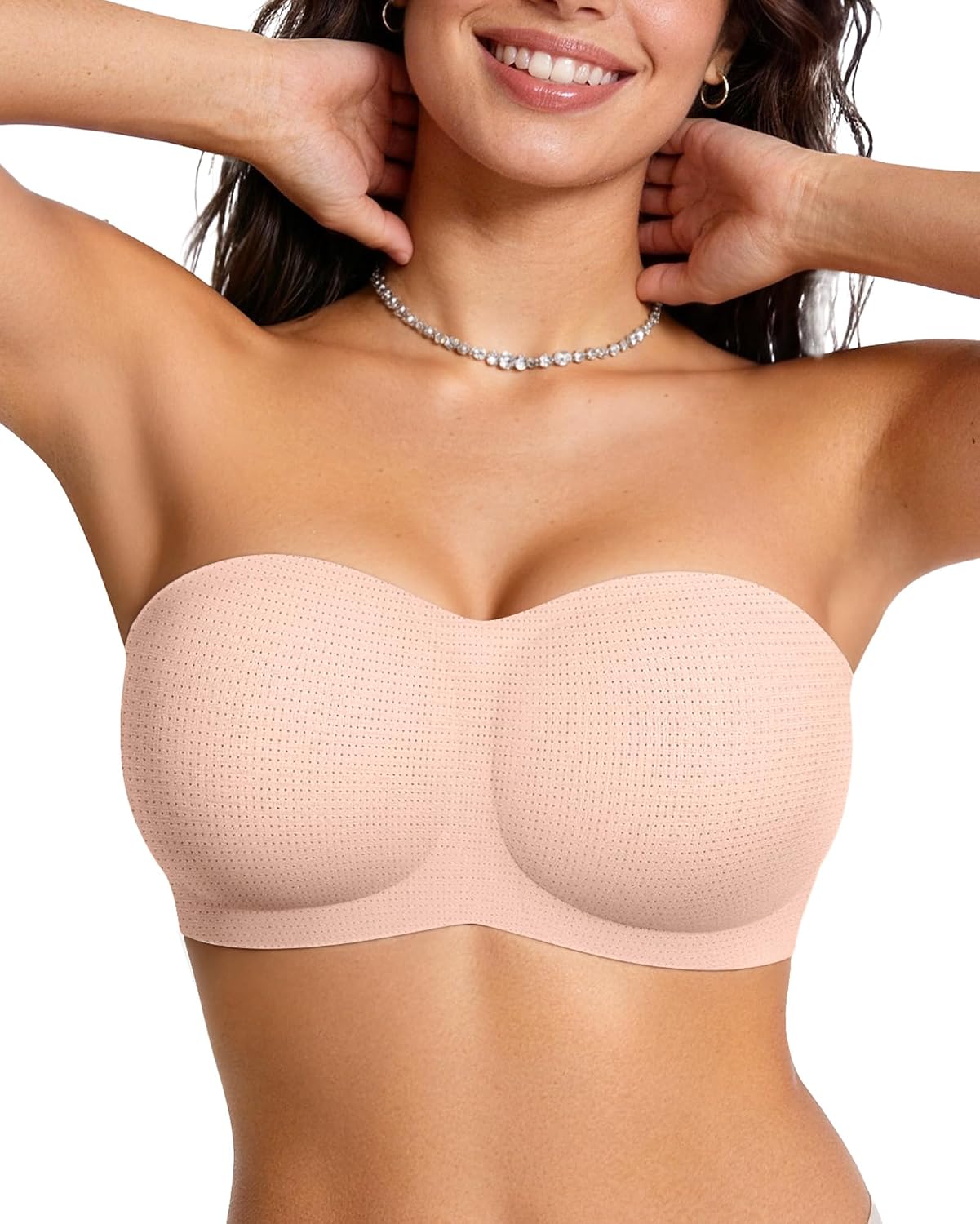 Detalle de OEAK Womens Strapless Jelly Push Up Bandeau Bra with Non-Slip Wireless Support