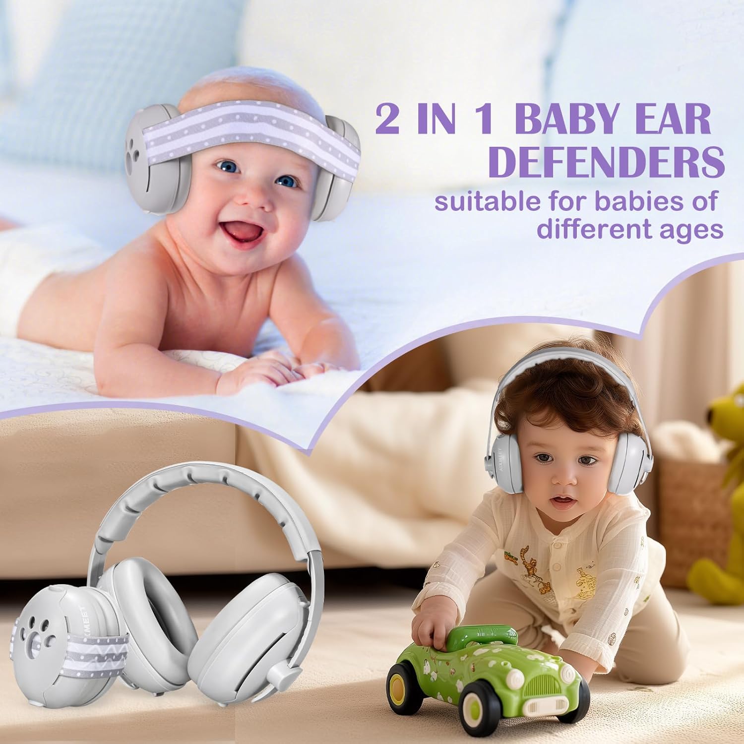 Thumbnail 1 de AIXMEET 2 in 1 Baby Noise Reduction Ear Muffs – 0-36 Months