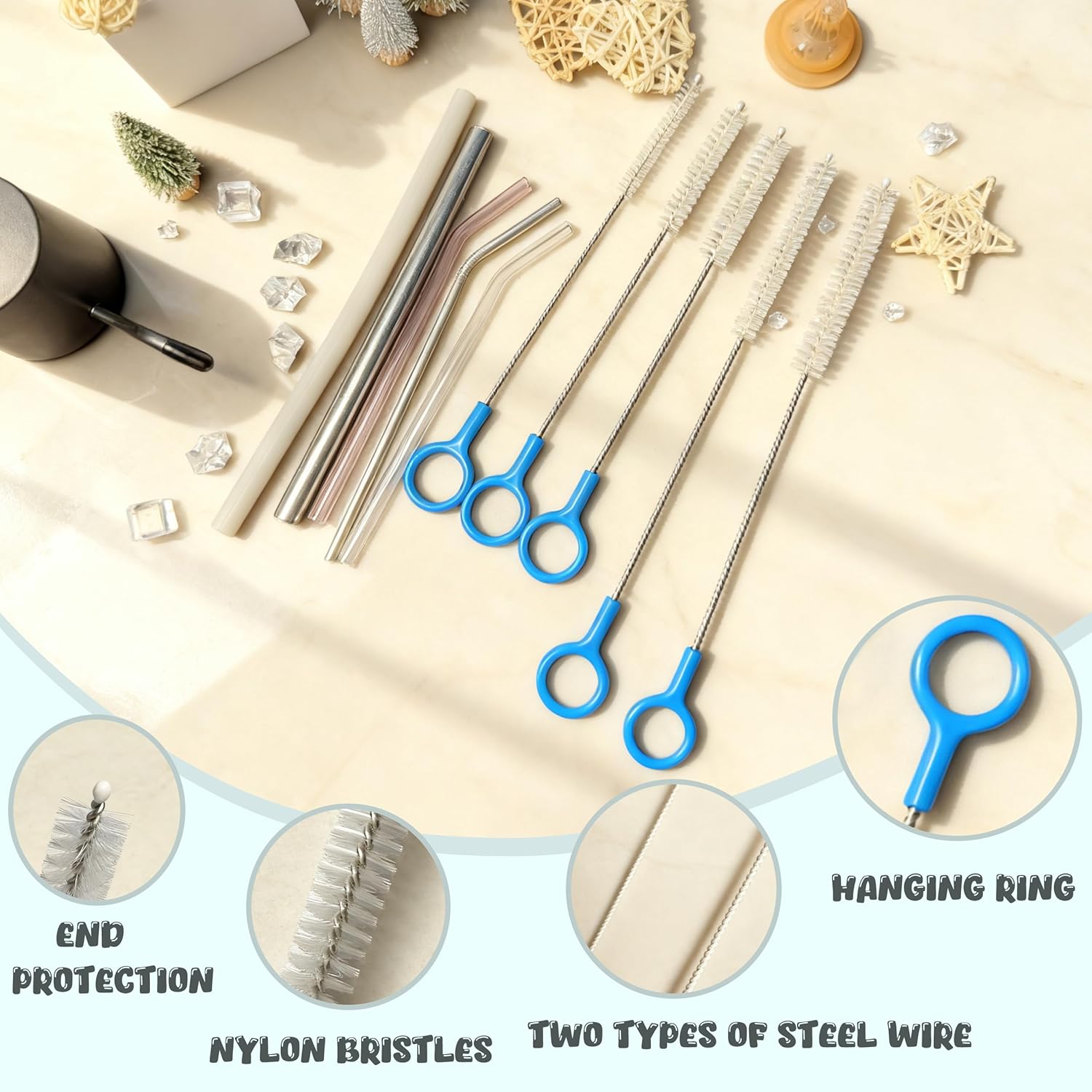Thumbnail 2 de Straw Cleaner Brush for Baby Bottles with Nylon Bristles and Stainless Steel Wires