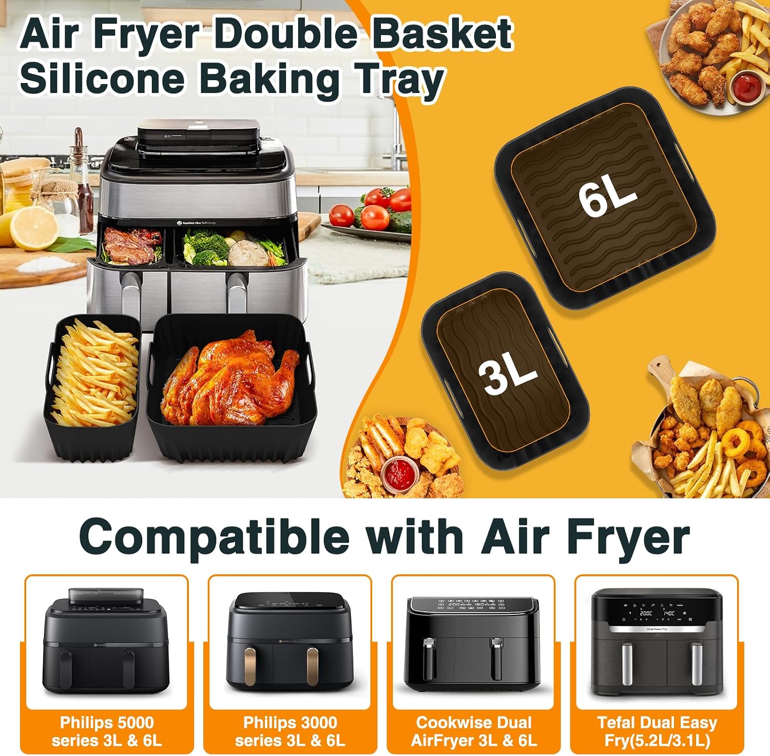 Detalle 2 de lompyeu ZGPJ28PC accessoireset voor dubbele heteluchtfriteuse, 28 stuks