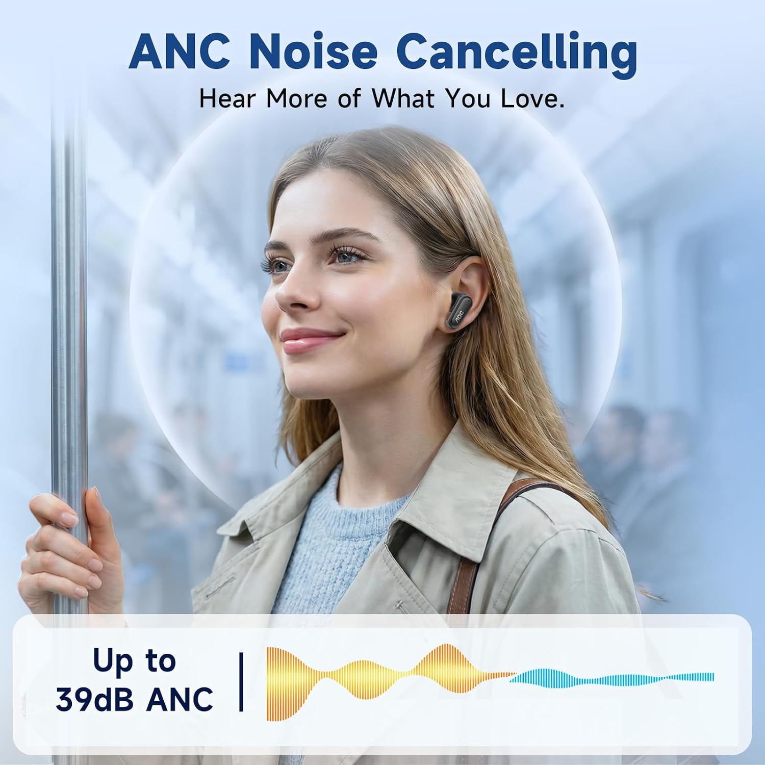 Detalle 2 de AOC Wireless Earbuds Bluetooth 6.0 with ANC, 40H Playtime and LED Case Display