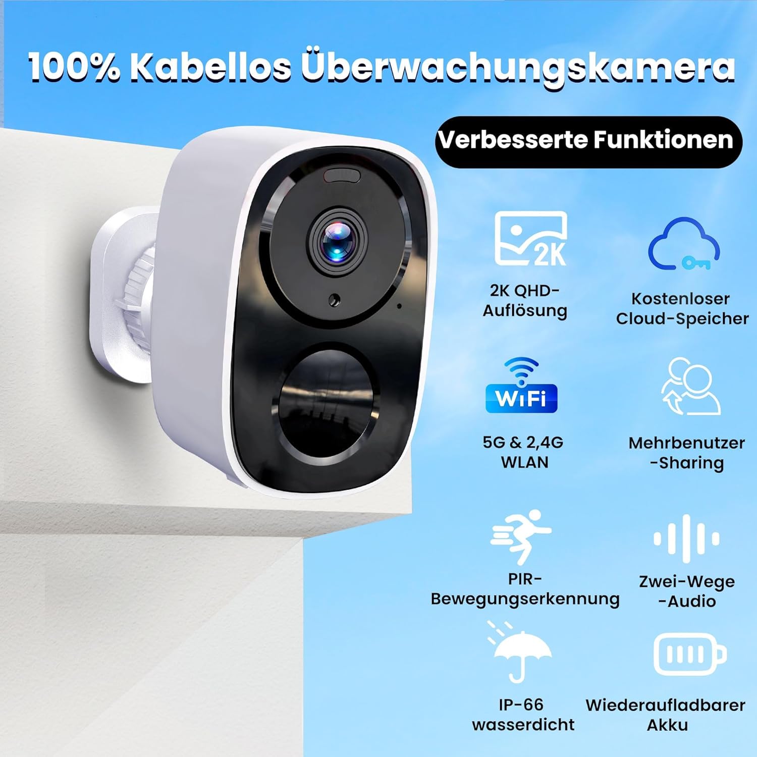 Thumbnail 5 de 2K/3MP Überwachungskamera Außen 2K Farb-Nachtsicht