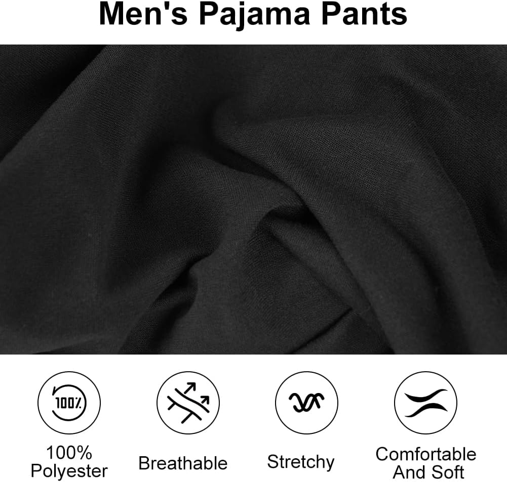 Detalle de AUYAO herenpyjamabroek met zakken, trekkoord en zwart-rood ruitpatroon