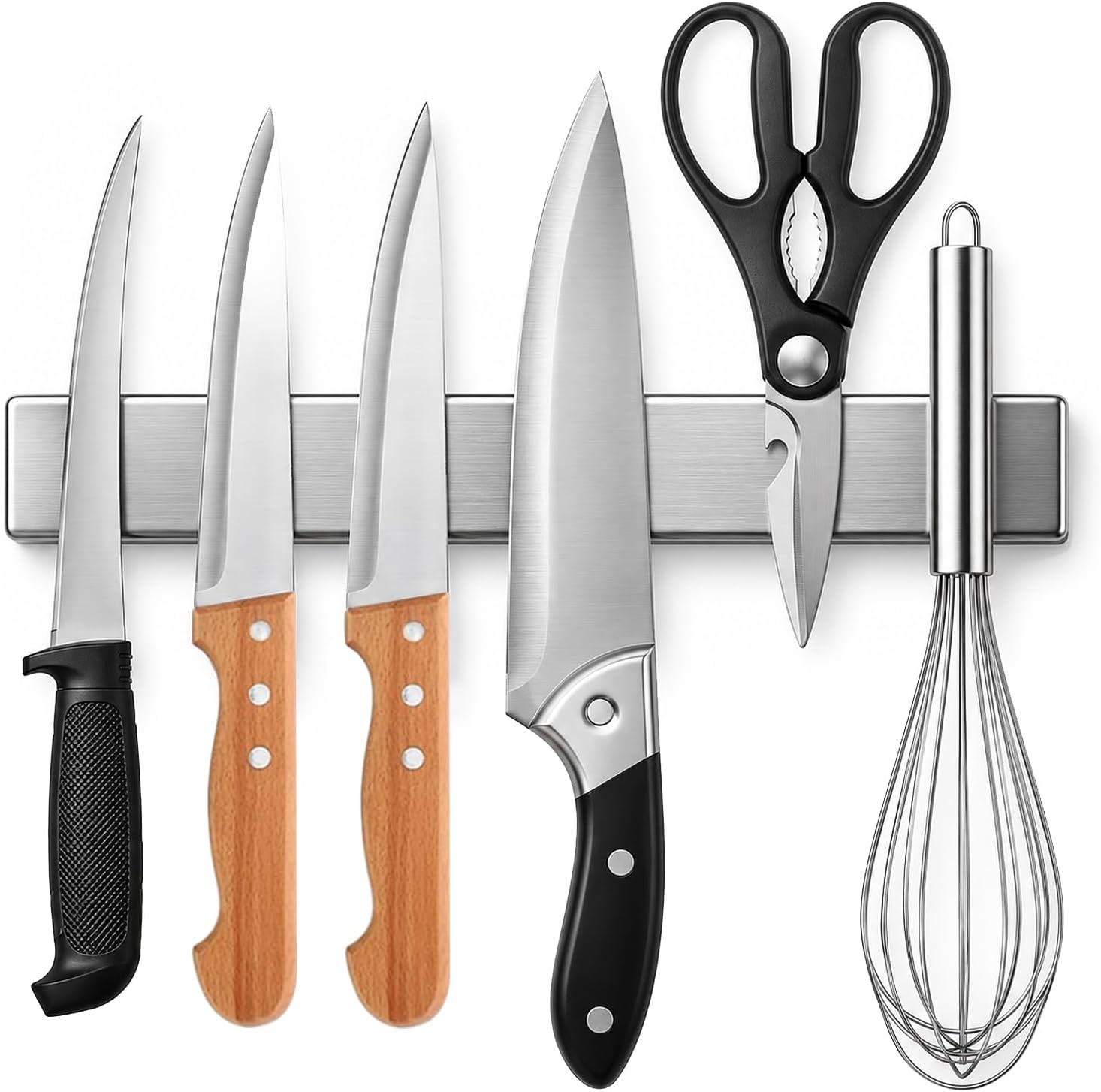 Detalle de Ninonly DJ-10-TO Magnetic Knife Holder, 10-Inch Stainless Steel Wall Mount