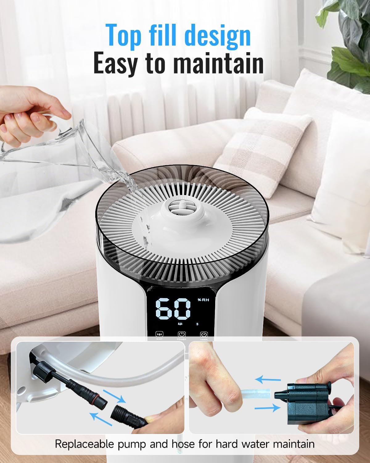 Detalle 1 de Lacidoll LCDJSQ-J19 16L Humidifier, Top-Fill, Humidity Control