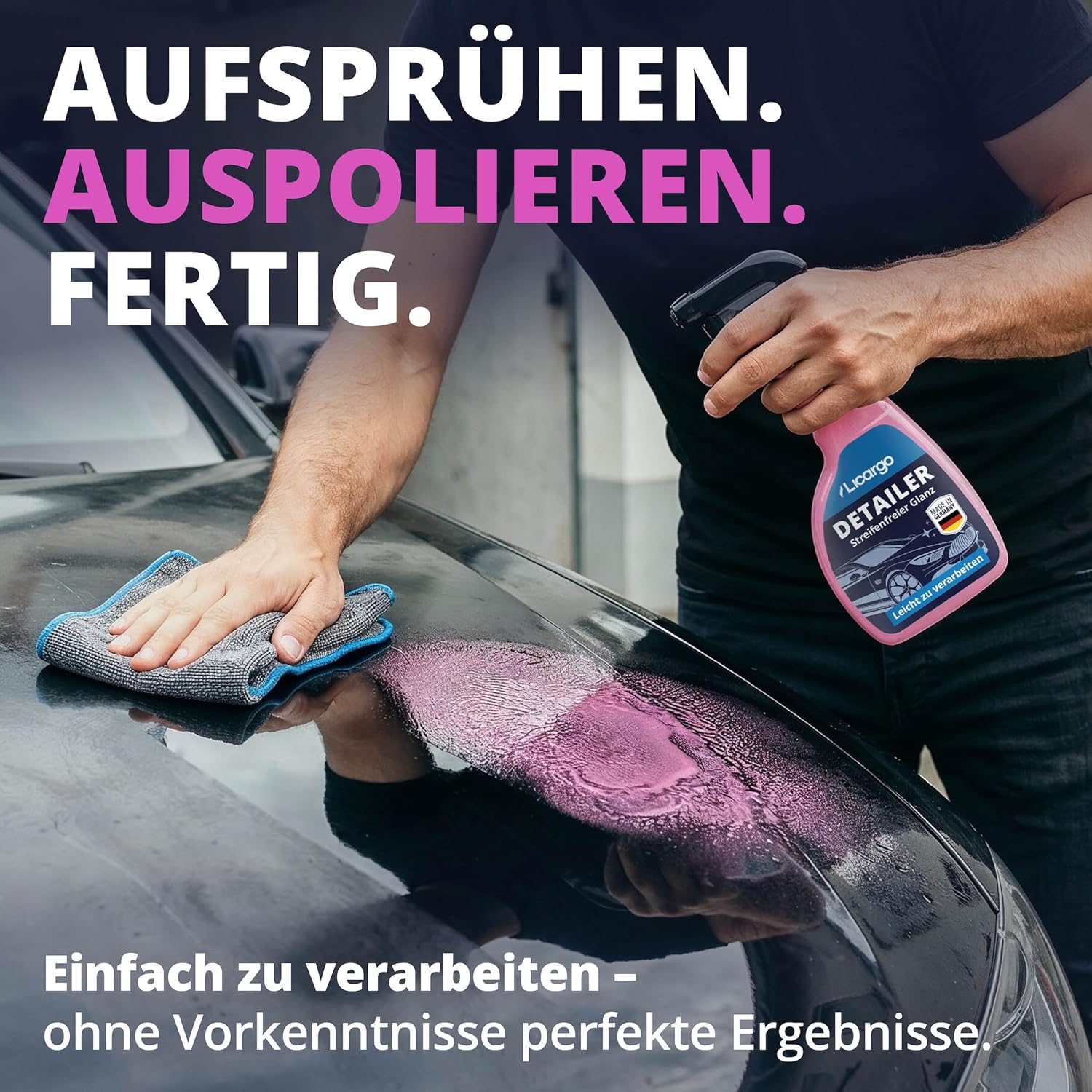 Detalle de LICARGO Detailer Auto (500 ml) – Quick Detailer mit Tiefenglanz und Abperleffekt für die Lackpflege außen