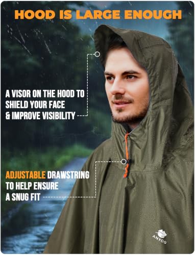 Thumbnail 3 de ANYOO Wasserdichter Regenponcho Unisex – Leicht, Wiederverwendbar, Vielseitig