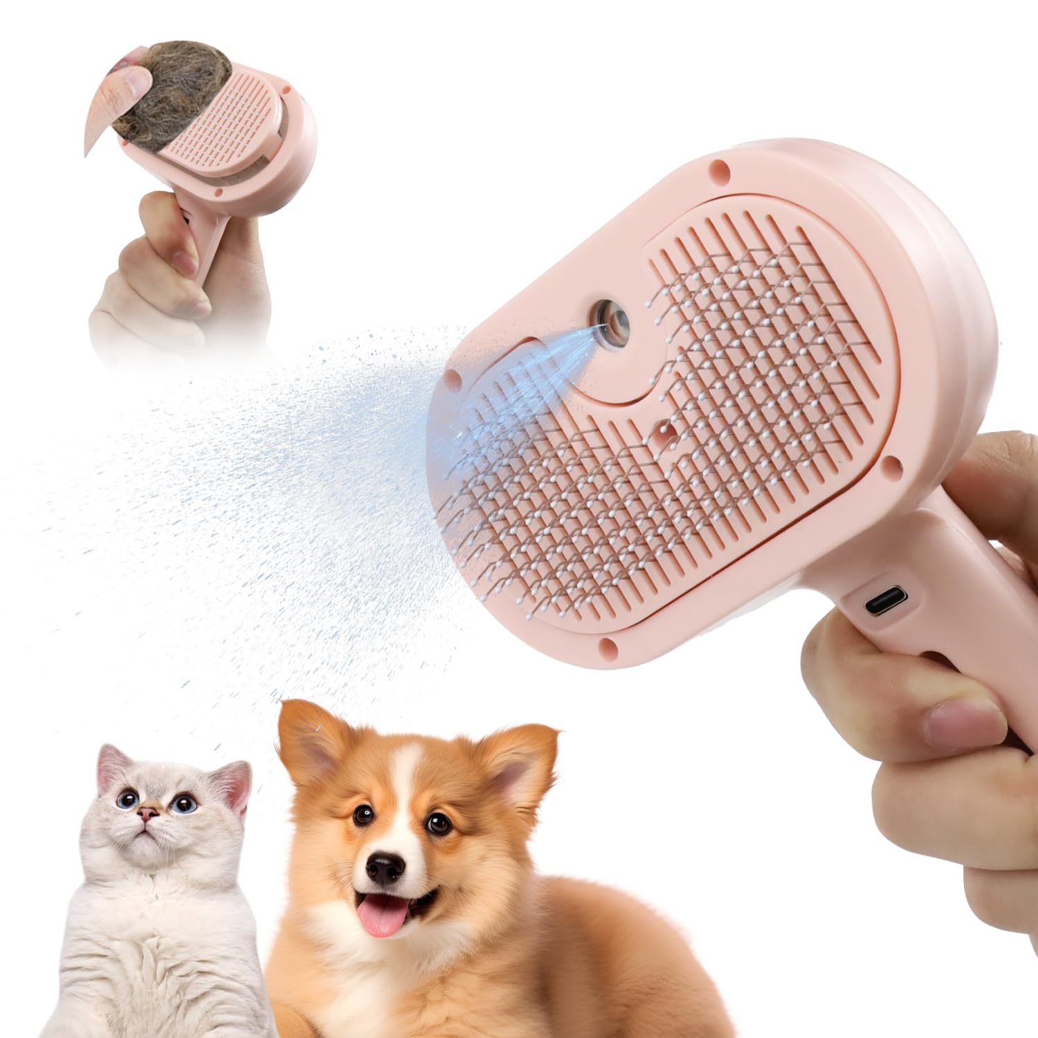 Detalle de Aohcae Dampfbürste für Katzen und Hunde – wiederaufladbar 🐾