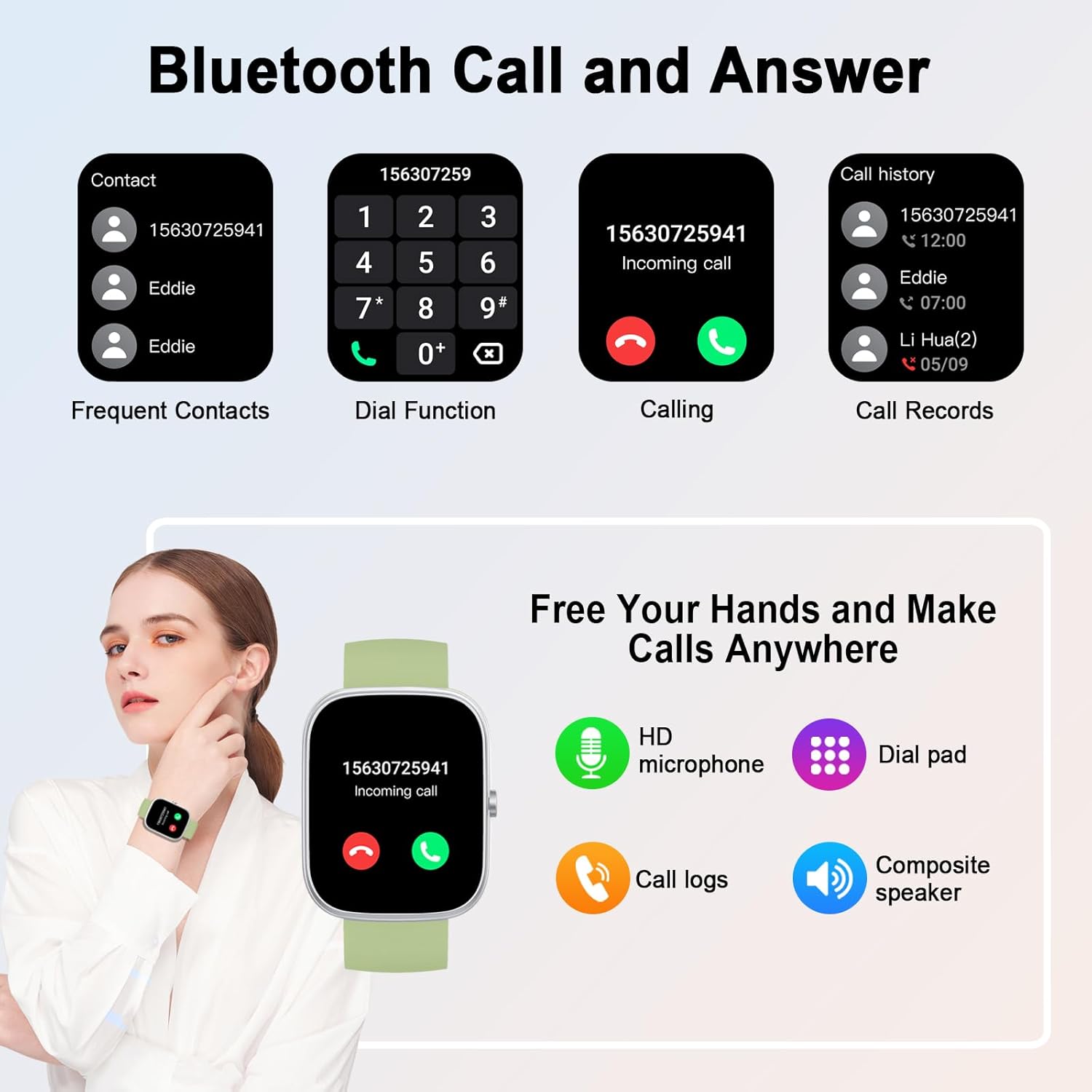 Detalle 2 de Jugeman Smart Watch (Answer/Make Calls) – 1.91" HD Touch Screen, 110+ Sport Modes and Bluetooth Calling