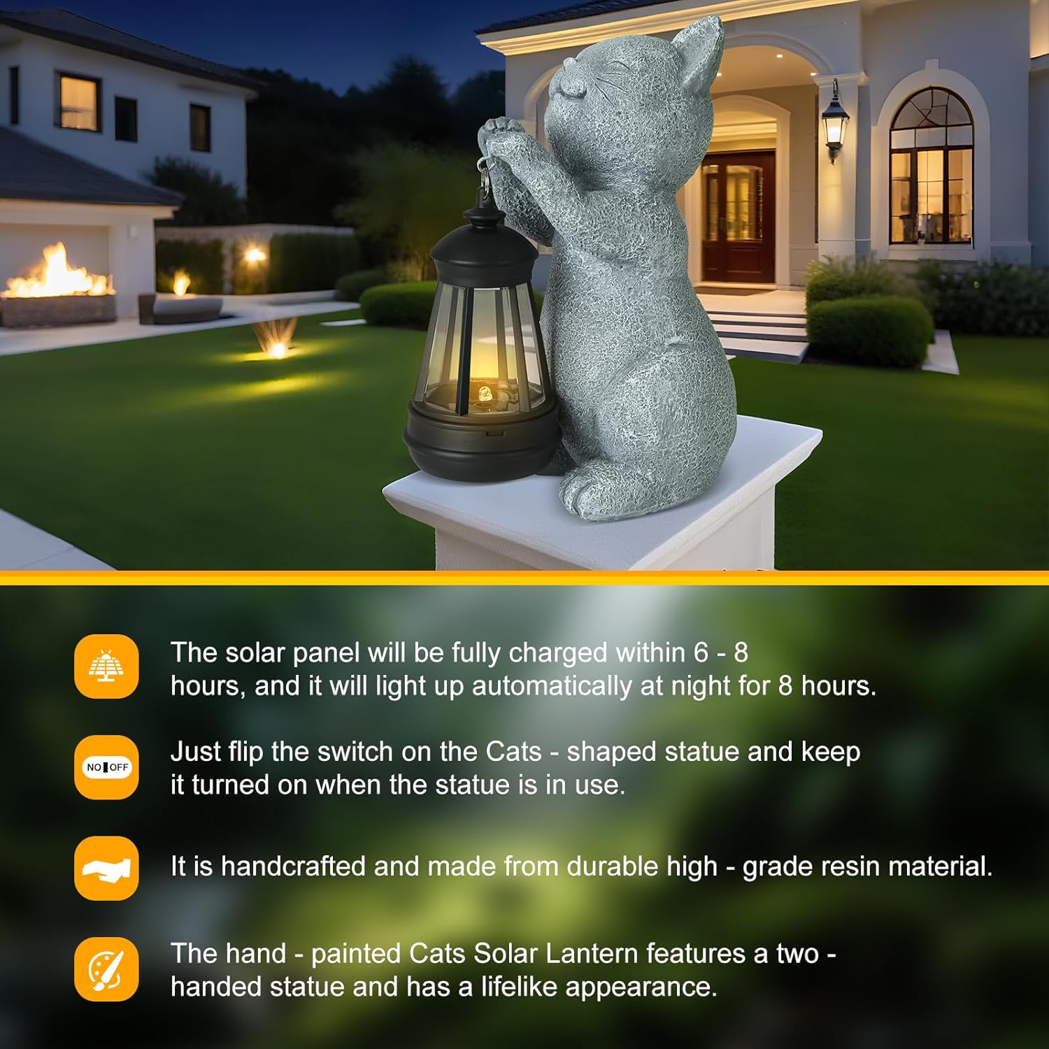 Thumbnail 3 de LETITIN Solar Cat Garden Statue with Lights – Weather-Resistant Outdoor LED Cat Decor