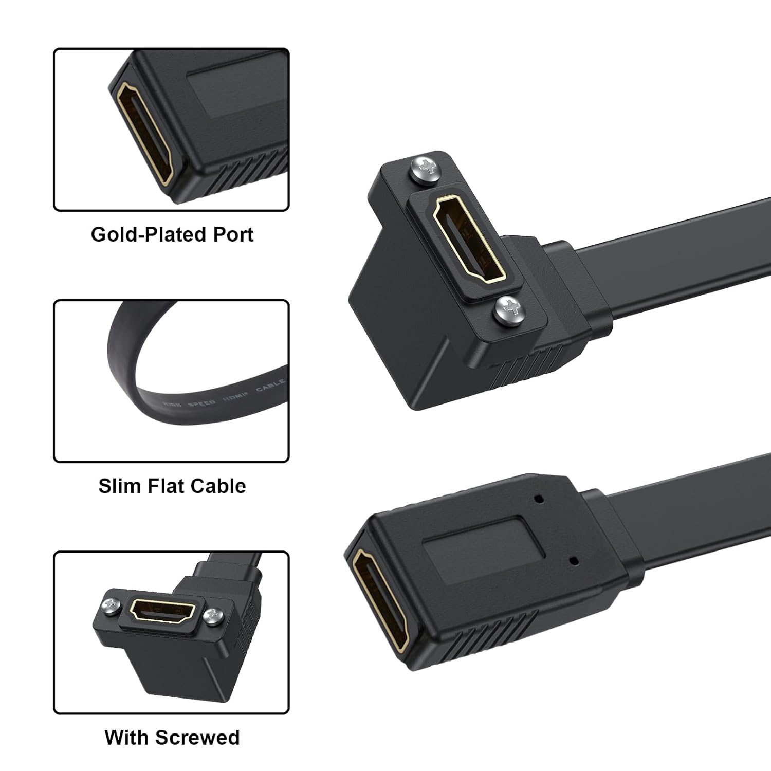 Thumbnail 5 de Maxhood Flat HDMI Female to Female Cable: 4K Panel Mount, 1.5ft