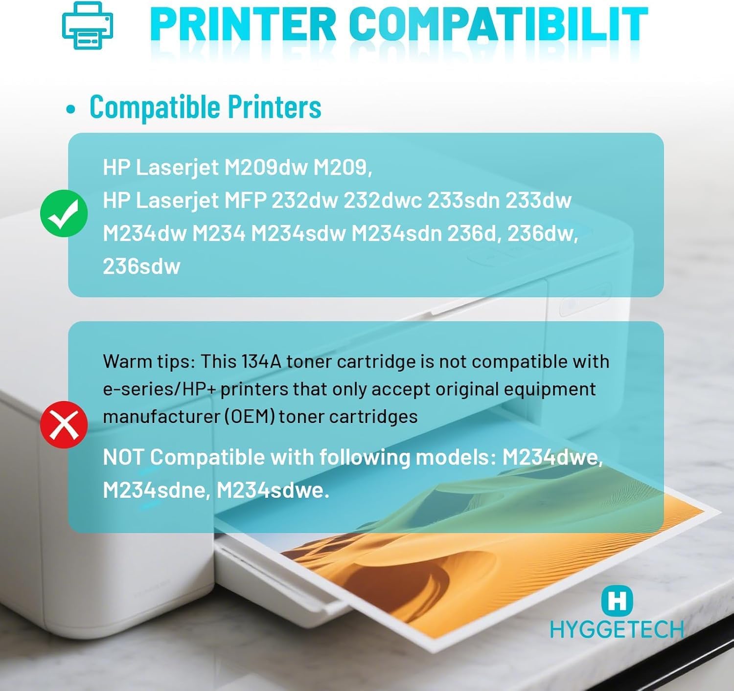 Thumbnail 1 de Hyggetech 134A W1340A Black Toner Cartridges, 2-Pack with Chip