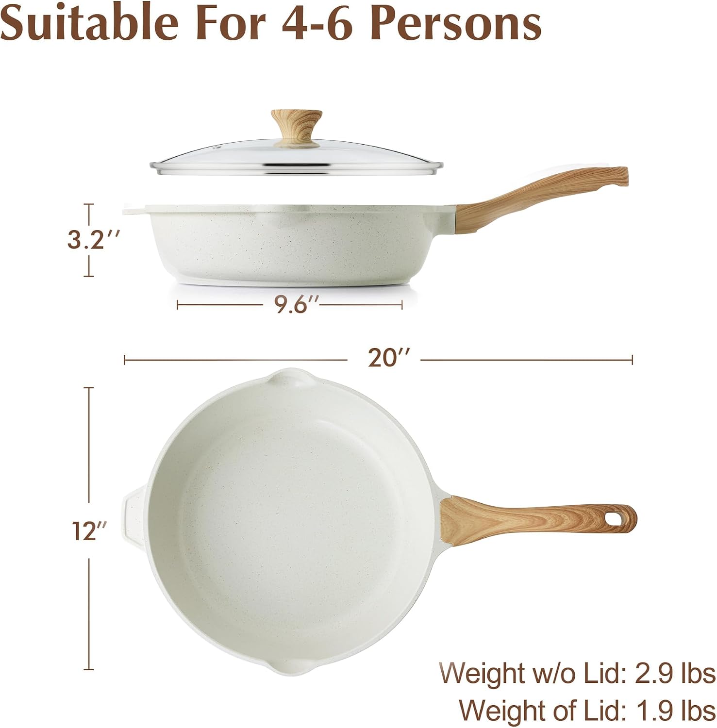 Detalle de SENSARTE Ceramic Saute Pan, 12-Inch
