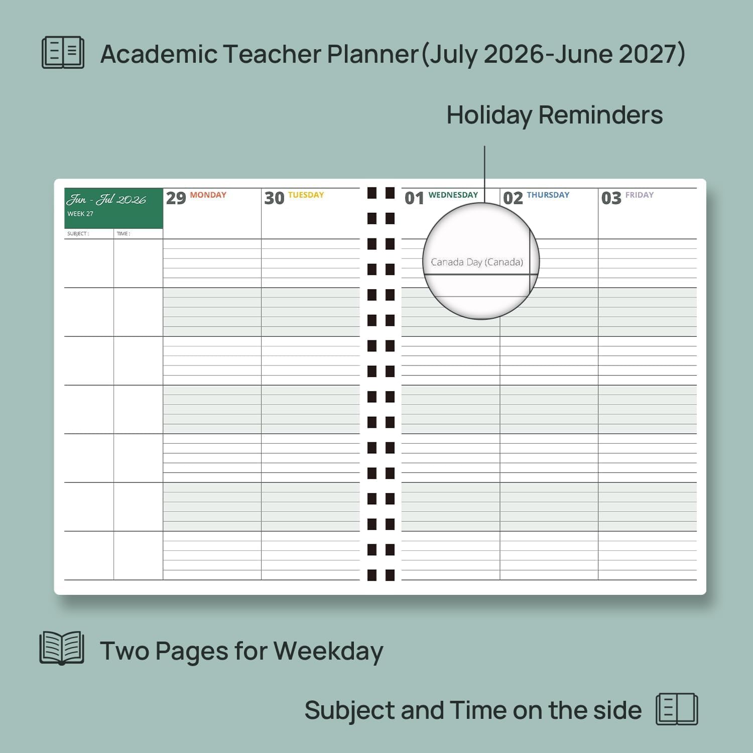 Detalle de POPRUN Teacher Planner 8.5" x 11